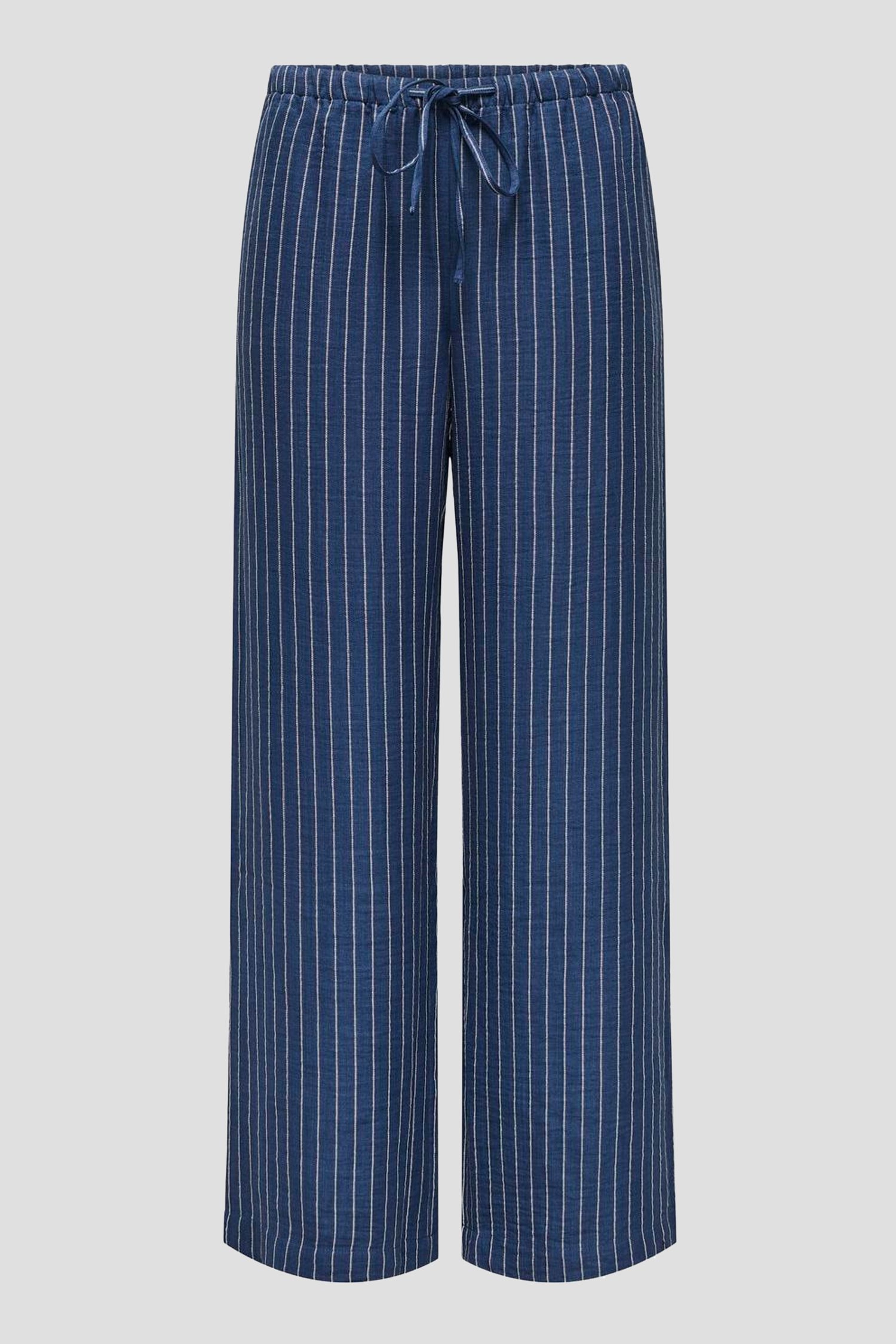 Wijde blauwe broek met wit gestreept motief van JDY voor Dames