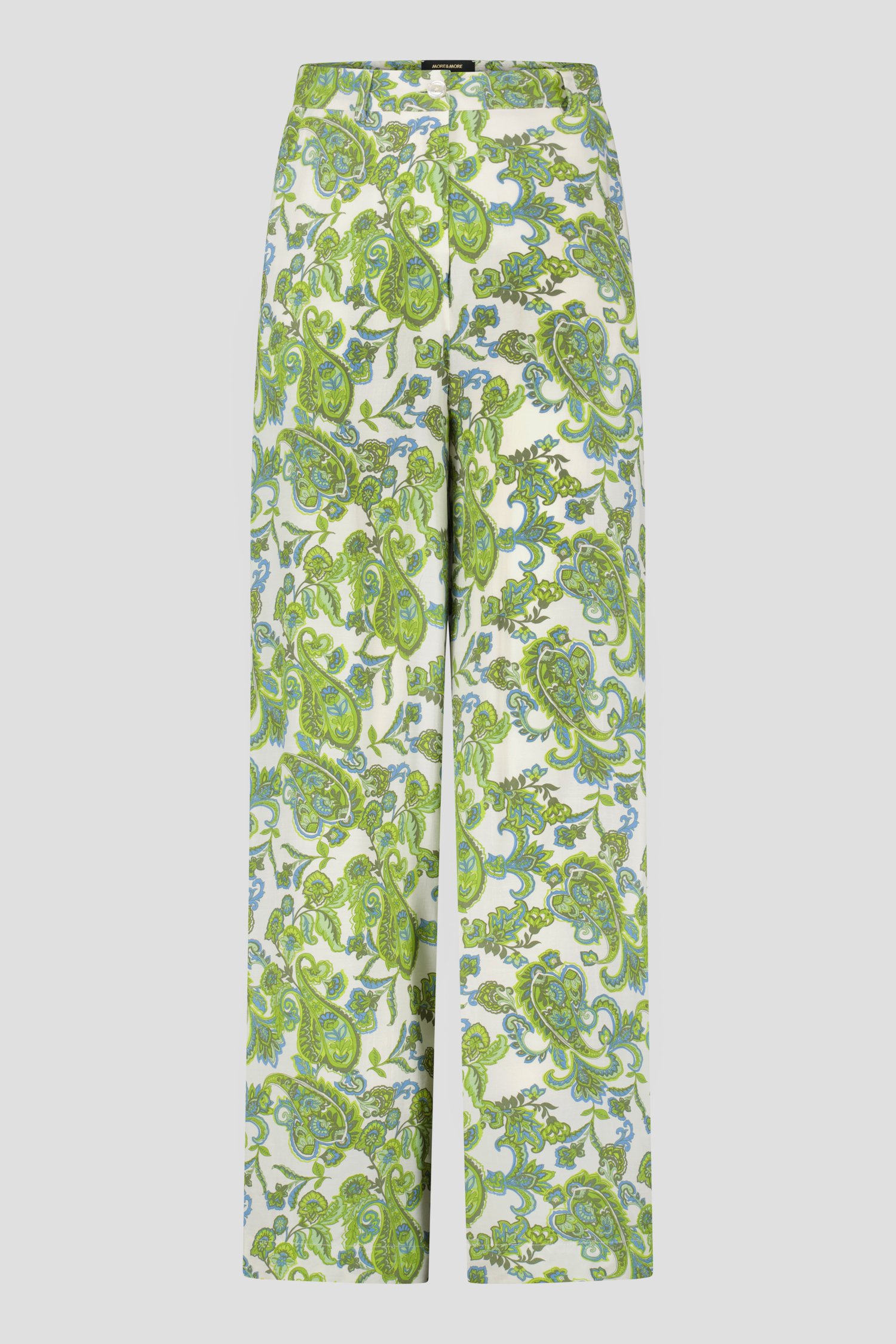 Wijde broek met groen-blauwe paisley print van More & More voor Dames