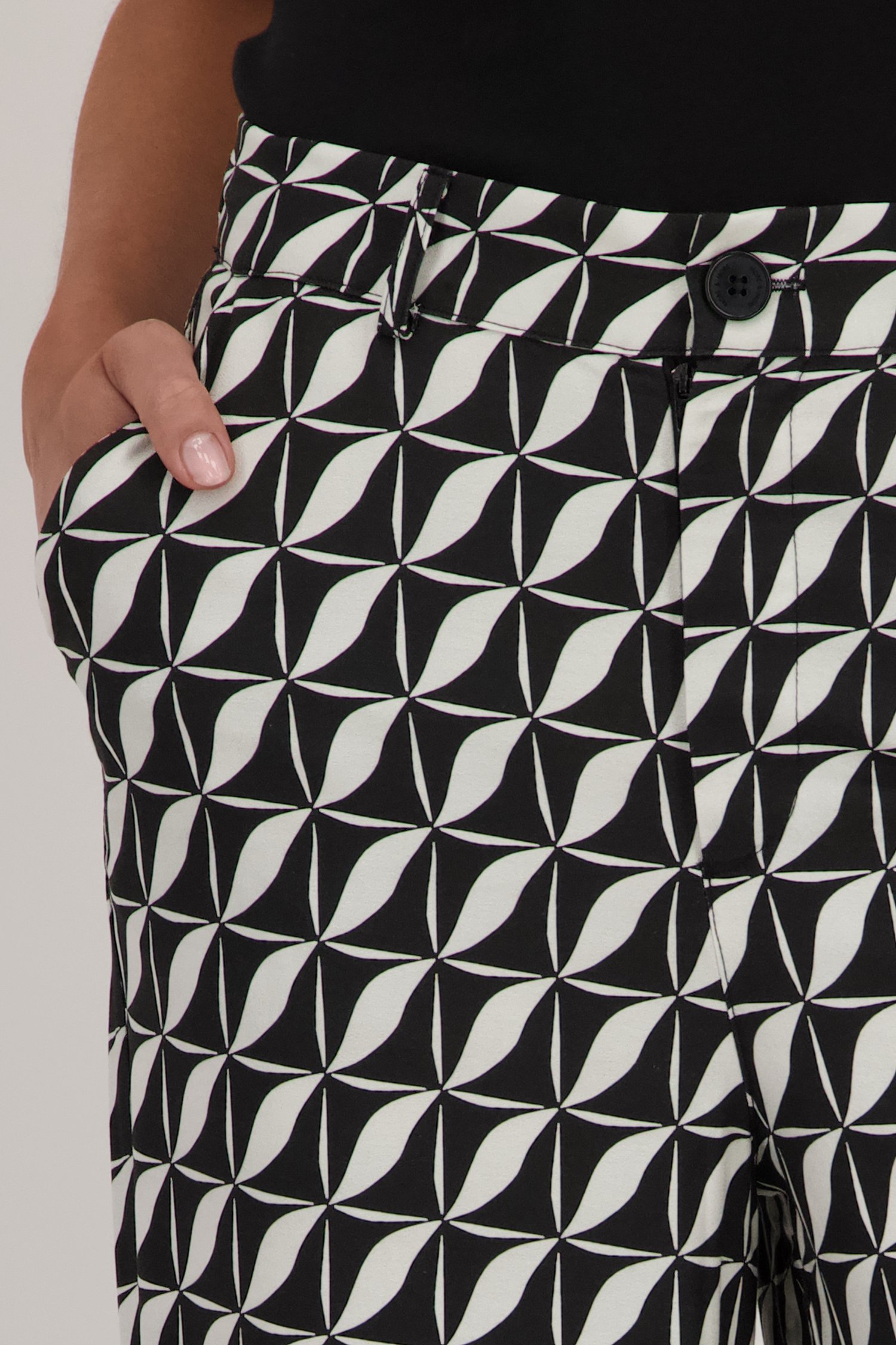Wijde broek met zwart-wit print van More & More voor Dames