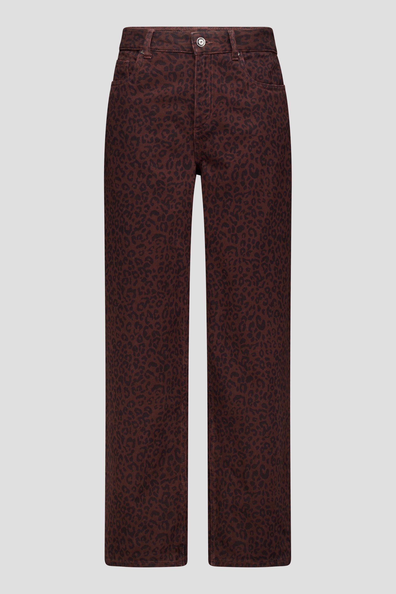 Productfoto 1 van Wijde bruine jeans met luipaardprint door Louise voor Dames