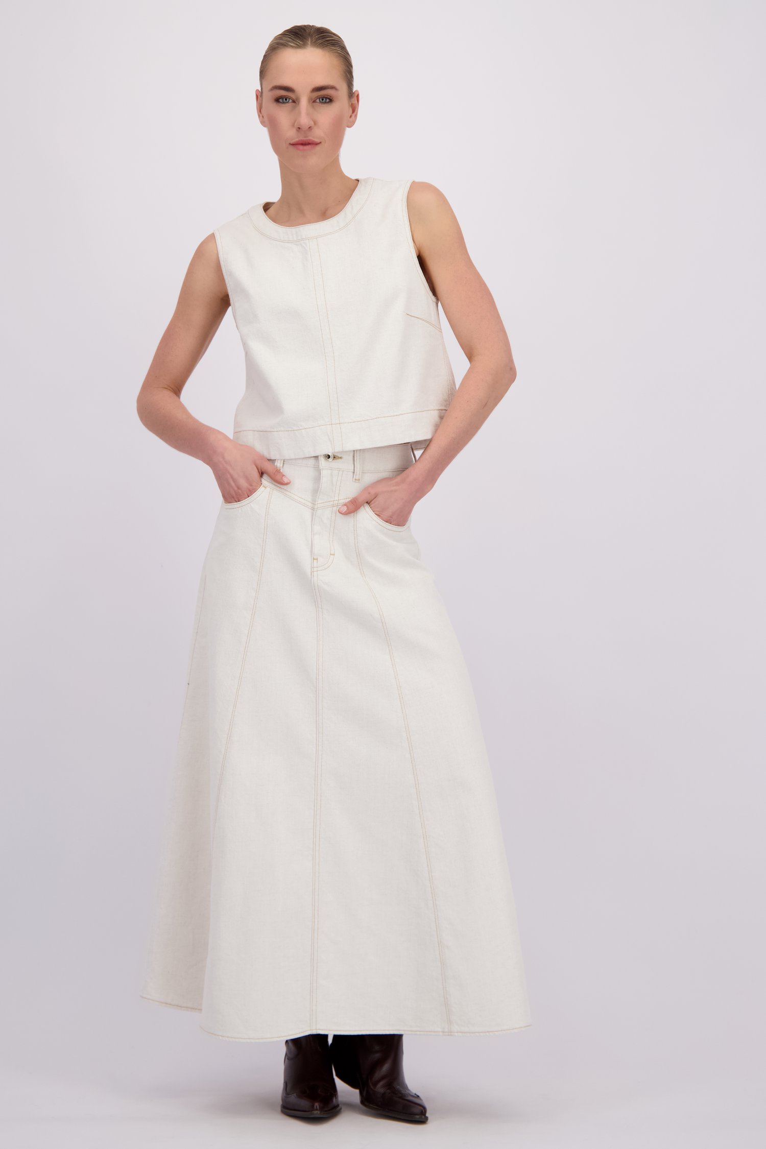 Extra foto 1 van Wijde ecru jeansrok  door Liberty Island Denim voor Dames