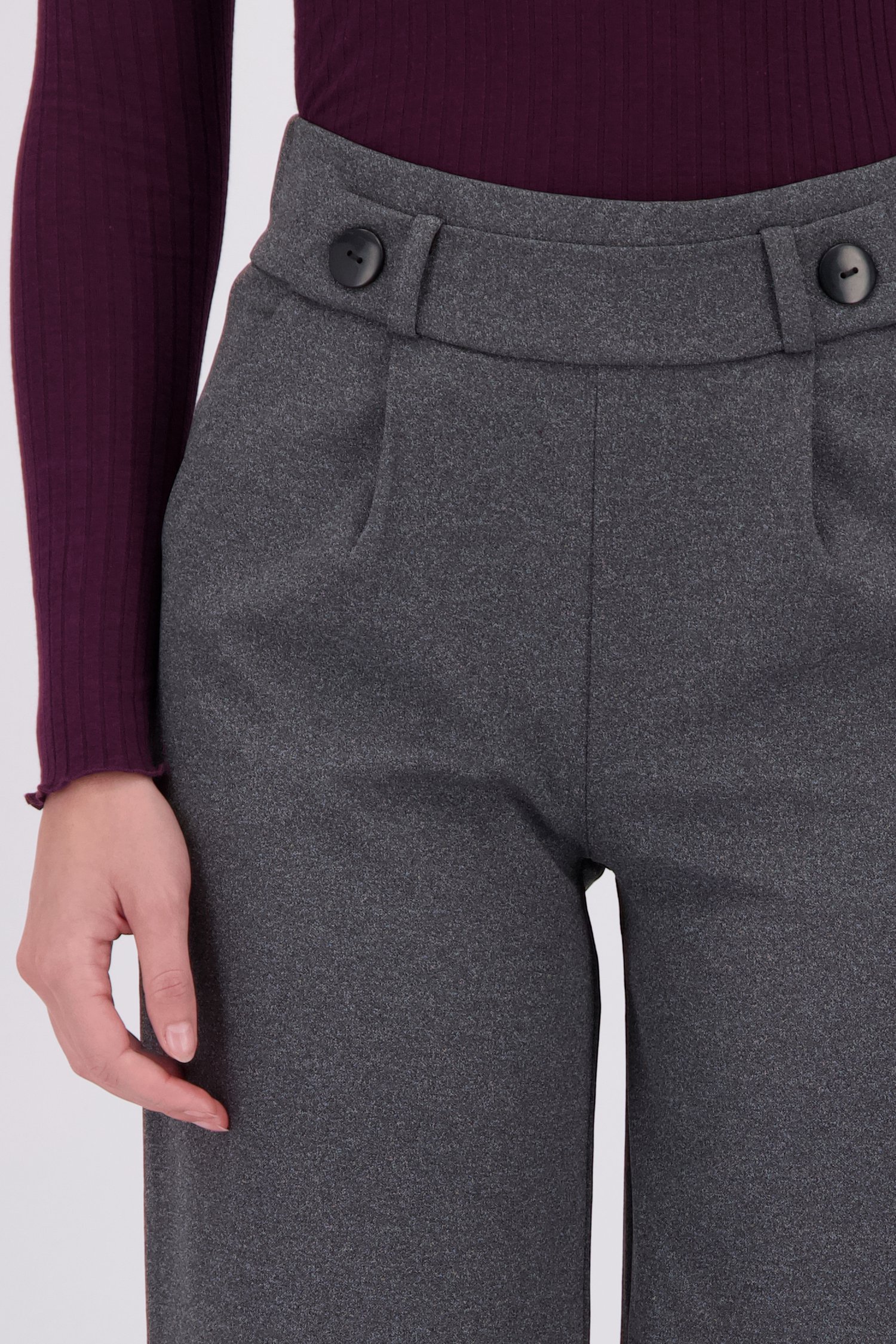 Detail van Wijde grijze gemêleerde broek door JDY voor Dames