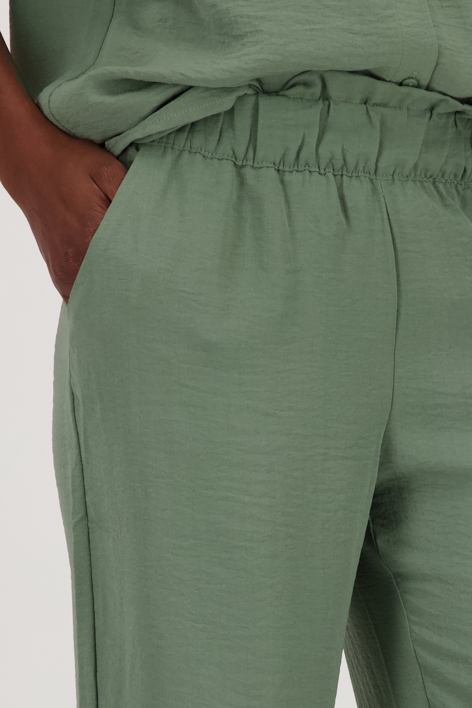 Wijde kaki broek met elastische taille van JDY voor Dames