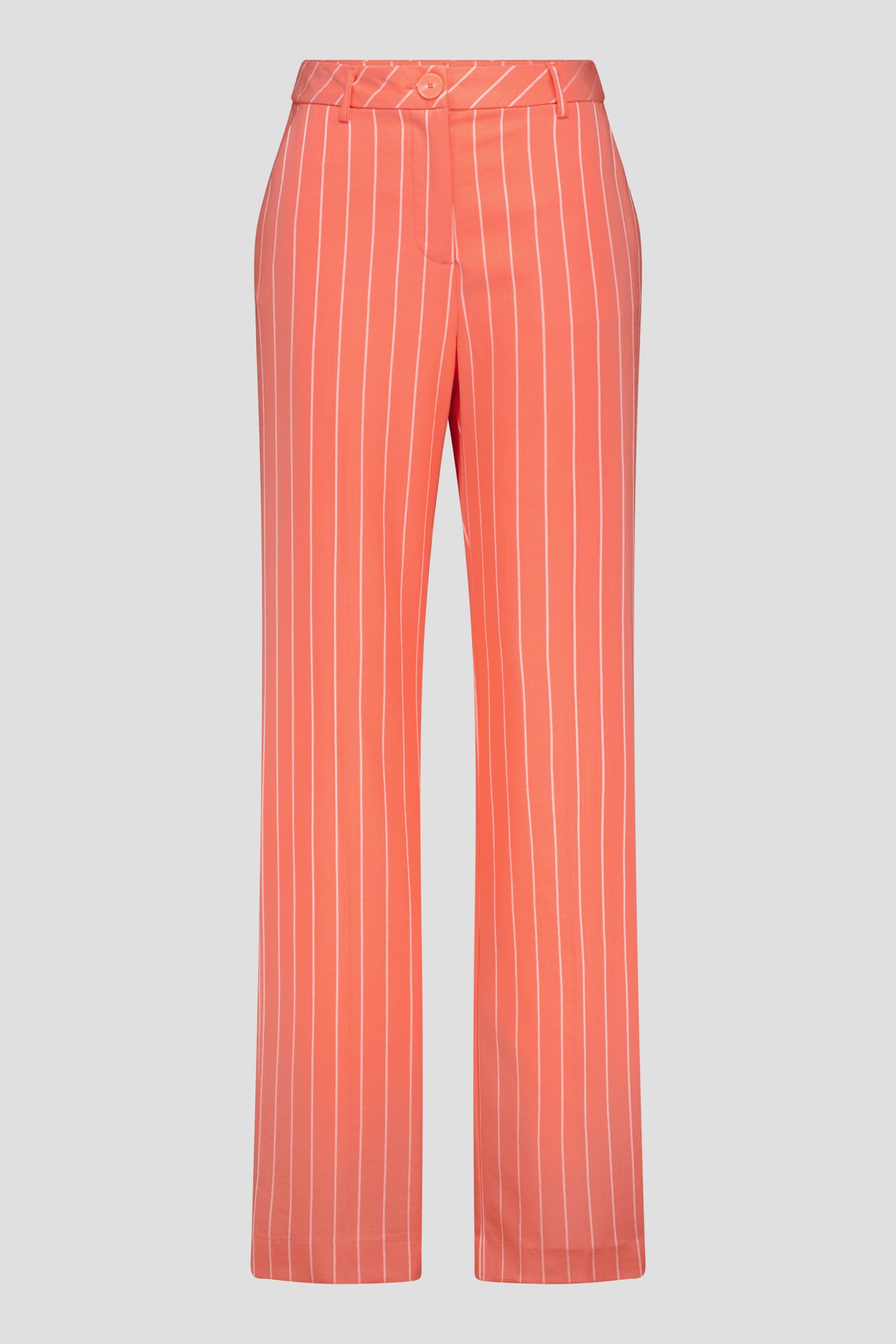 Wijde koraalroze broek met krijtstreep van D'Auvry voor Dames