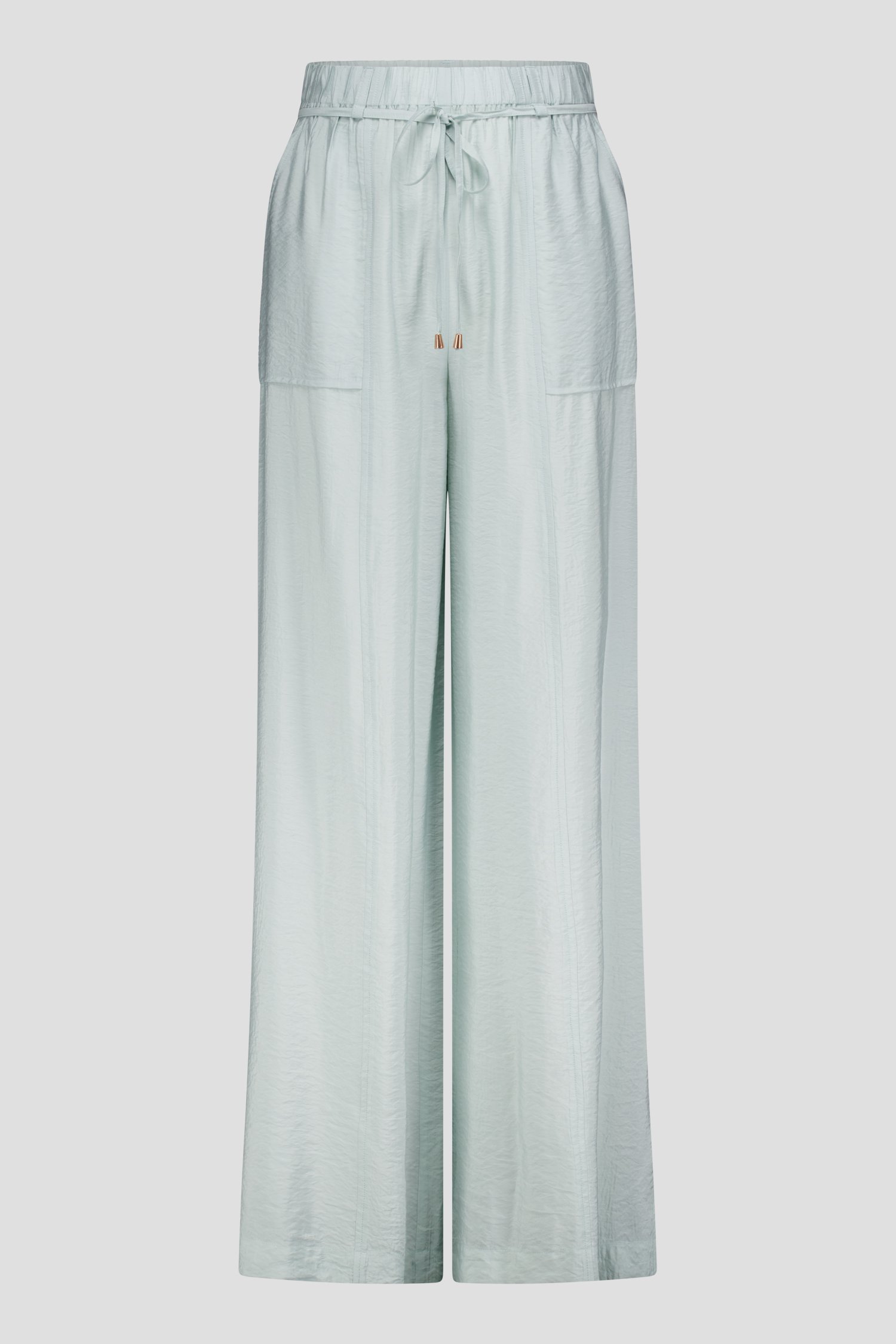 Wijde pastelturqoise broek in glansstof van Louise voor Dames