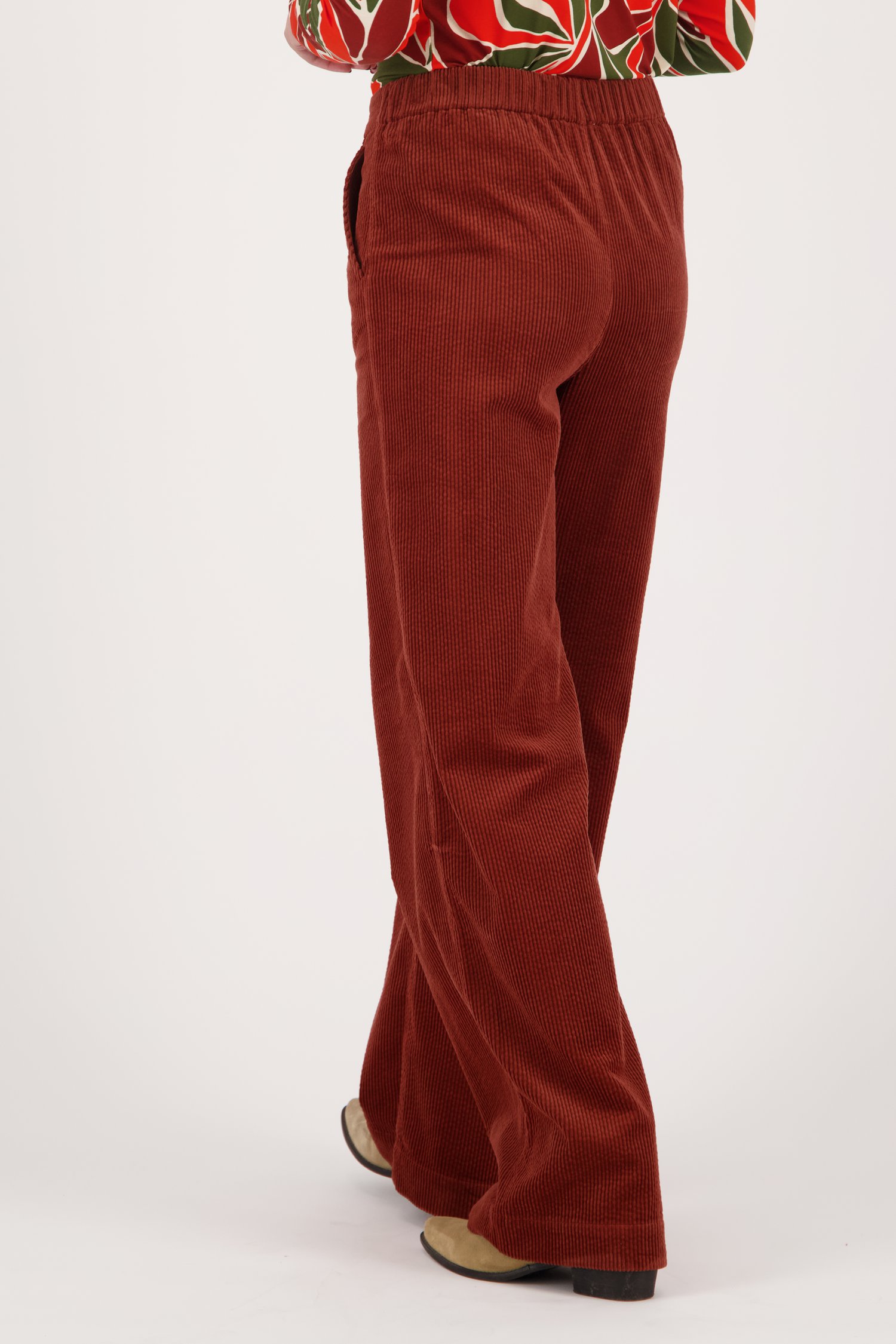 Wijde ribfluwelen broek - roestbruin van Libelle voor Dames
