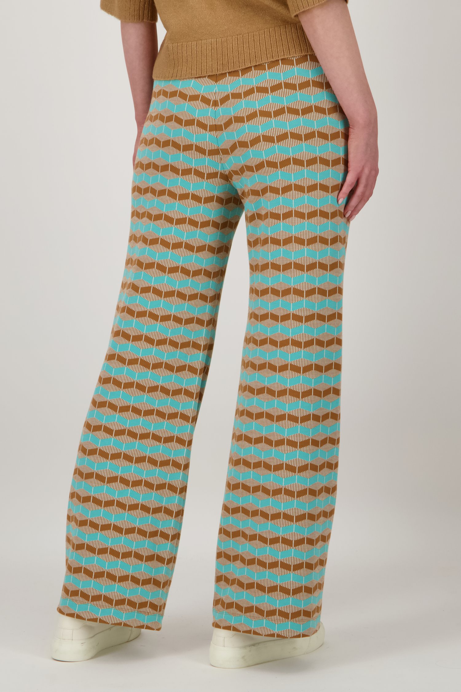 Wijde turquoise broek met print  van Libelle voor Dames