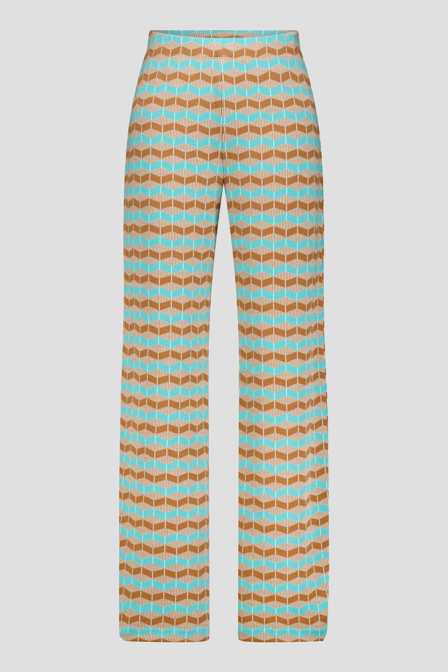 Wijde turquoise broek met print  van Libelle voor Dames