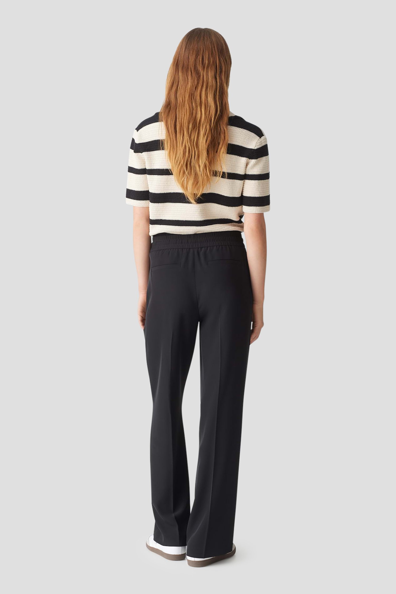 Wijde zwarte broek met elastische tailleband van Opus voor Dames