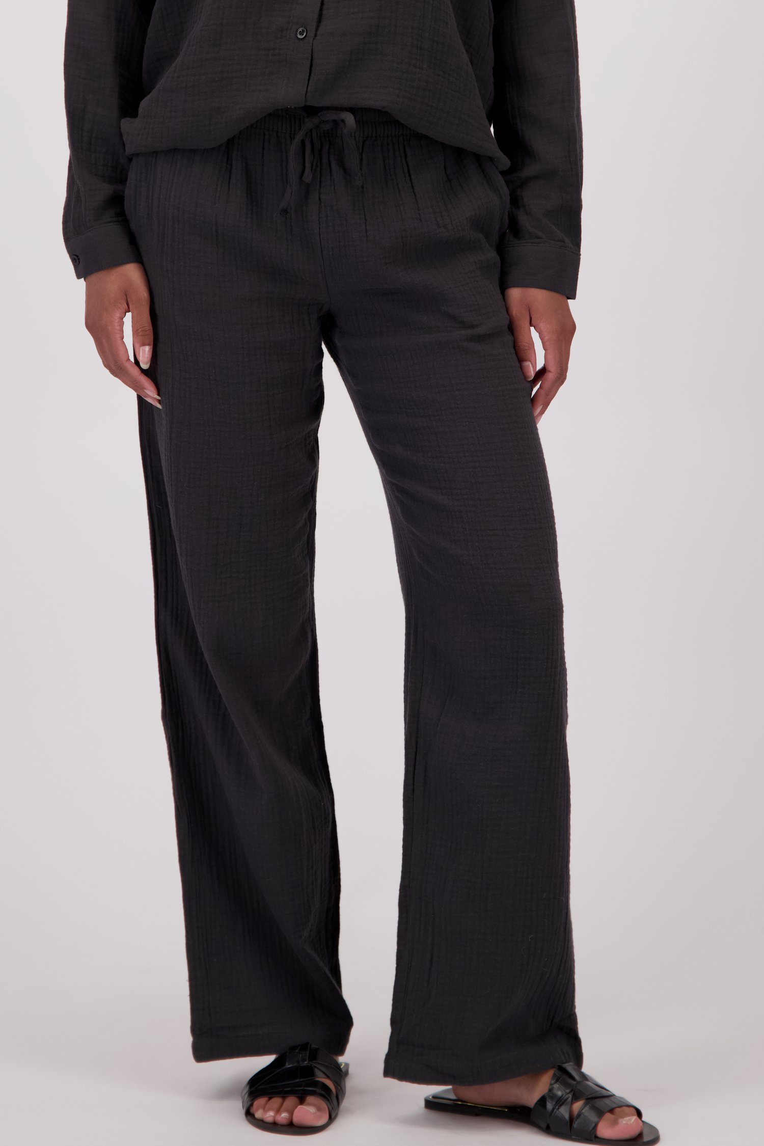Wijde zwarte broek met tetralook van JDY voor Dames
