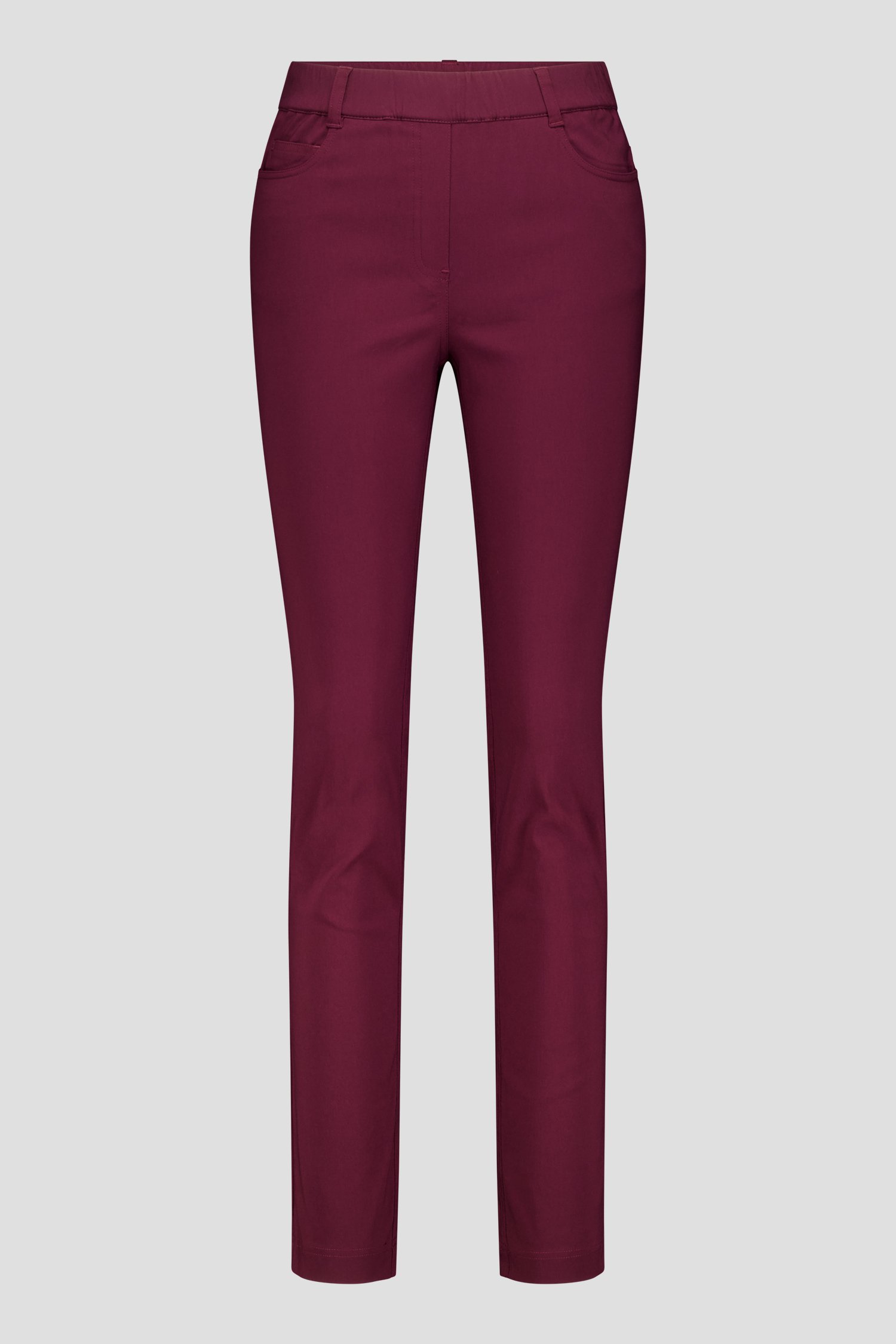 Wijnrode stretchbroek met elastische taille van Claude Arielle voor Dames
