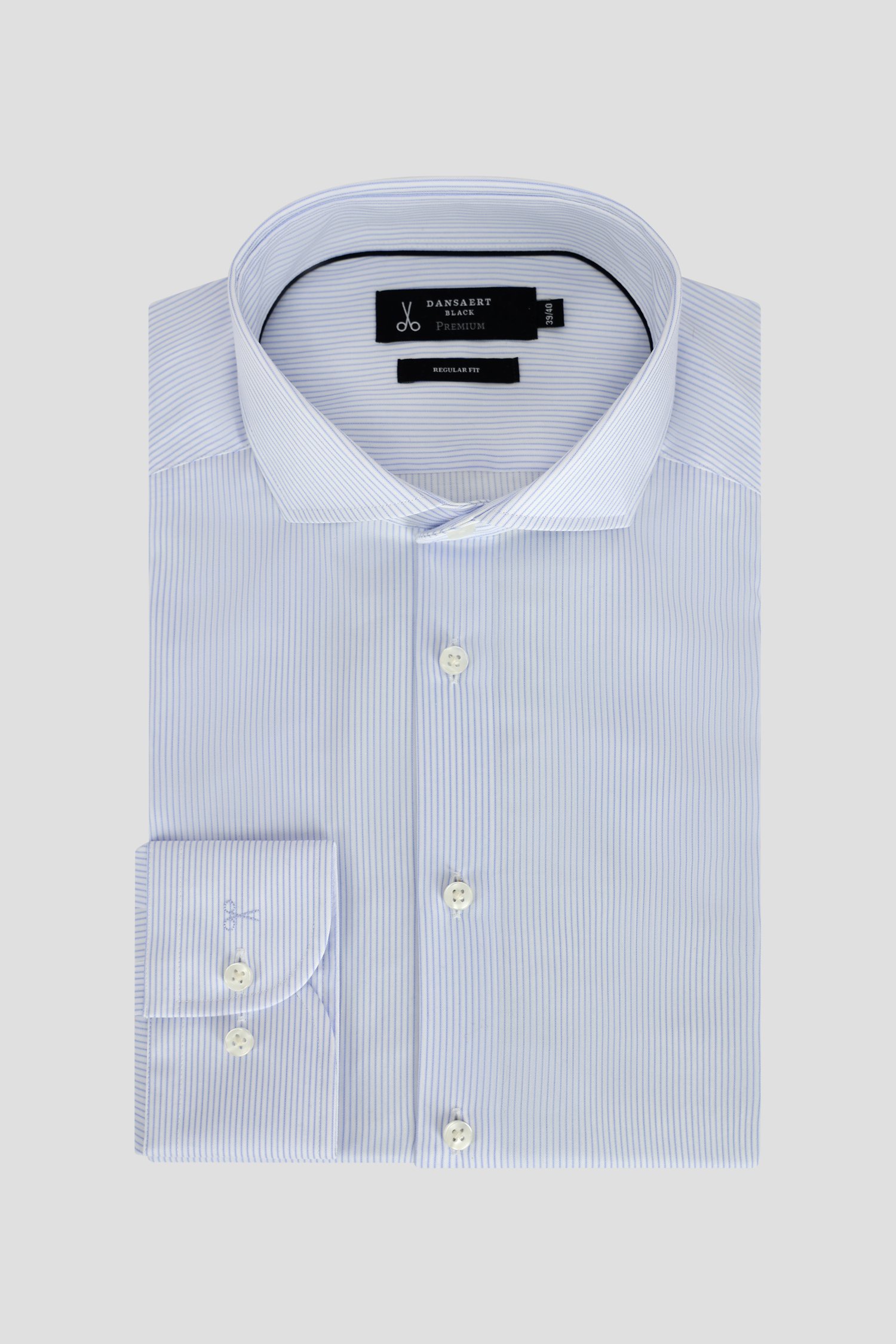 Wit-blauw gestreept hemd - Regular fit van Dansaert Black voor Heren