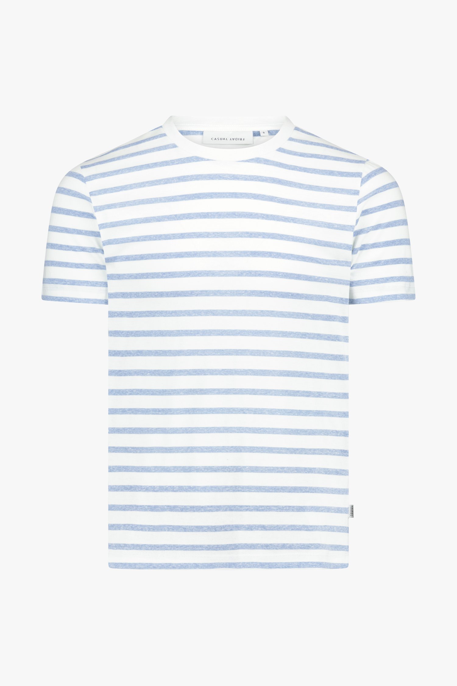 Wit - blauw gestreept Tshirt van Casual Friday voor Heren