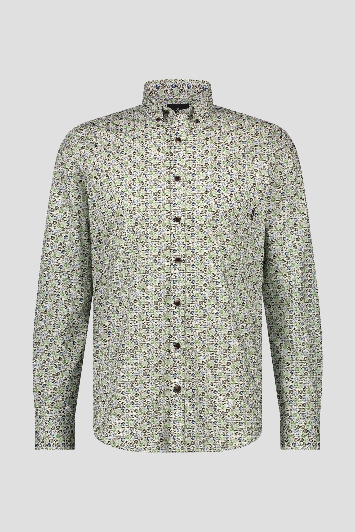 Wit-groen-blauw hemd - Regular fit van Bluefields voor Heren