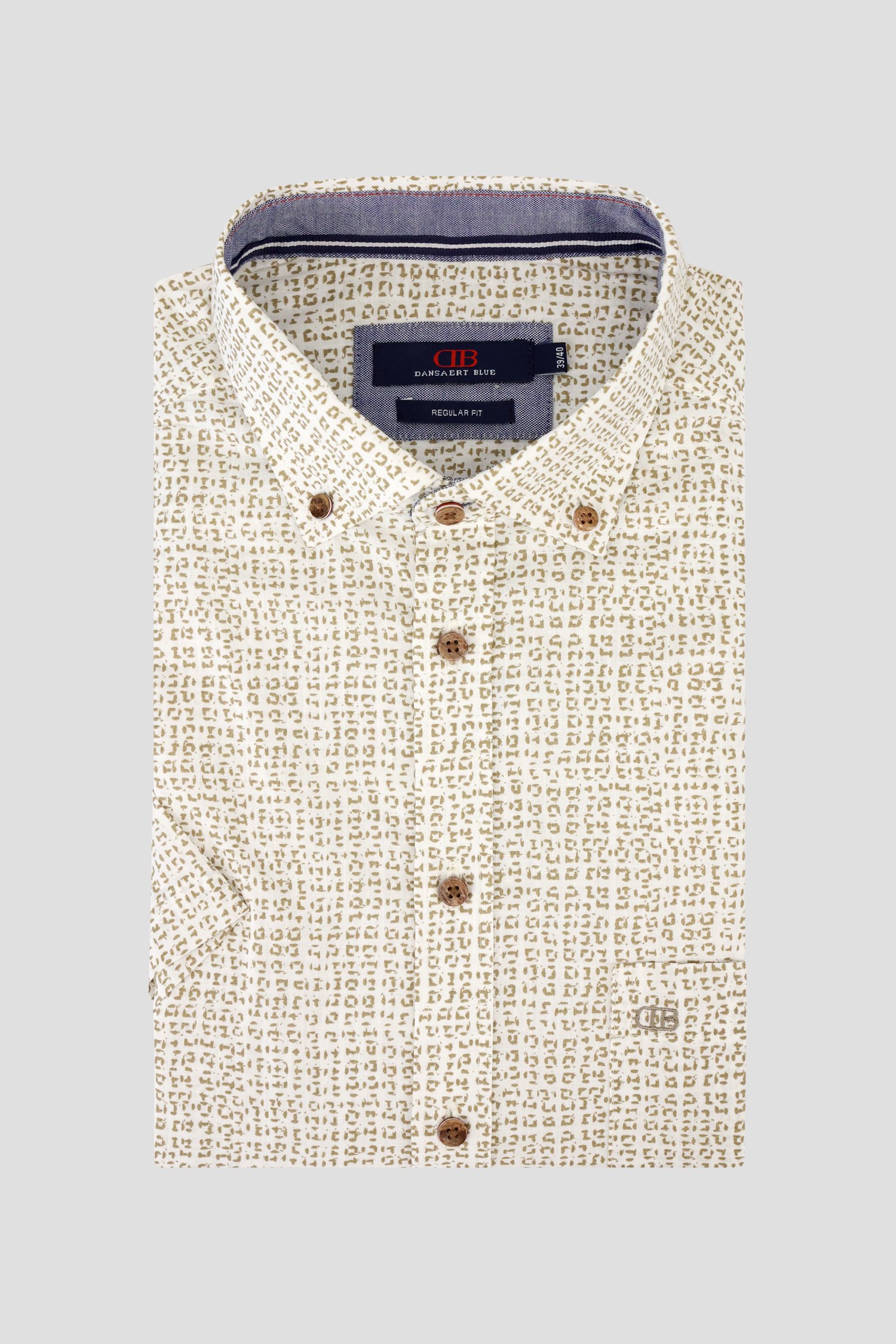 Wit hemd met beige print - Regular fit van Dansaert Blue voor Heren
