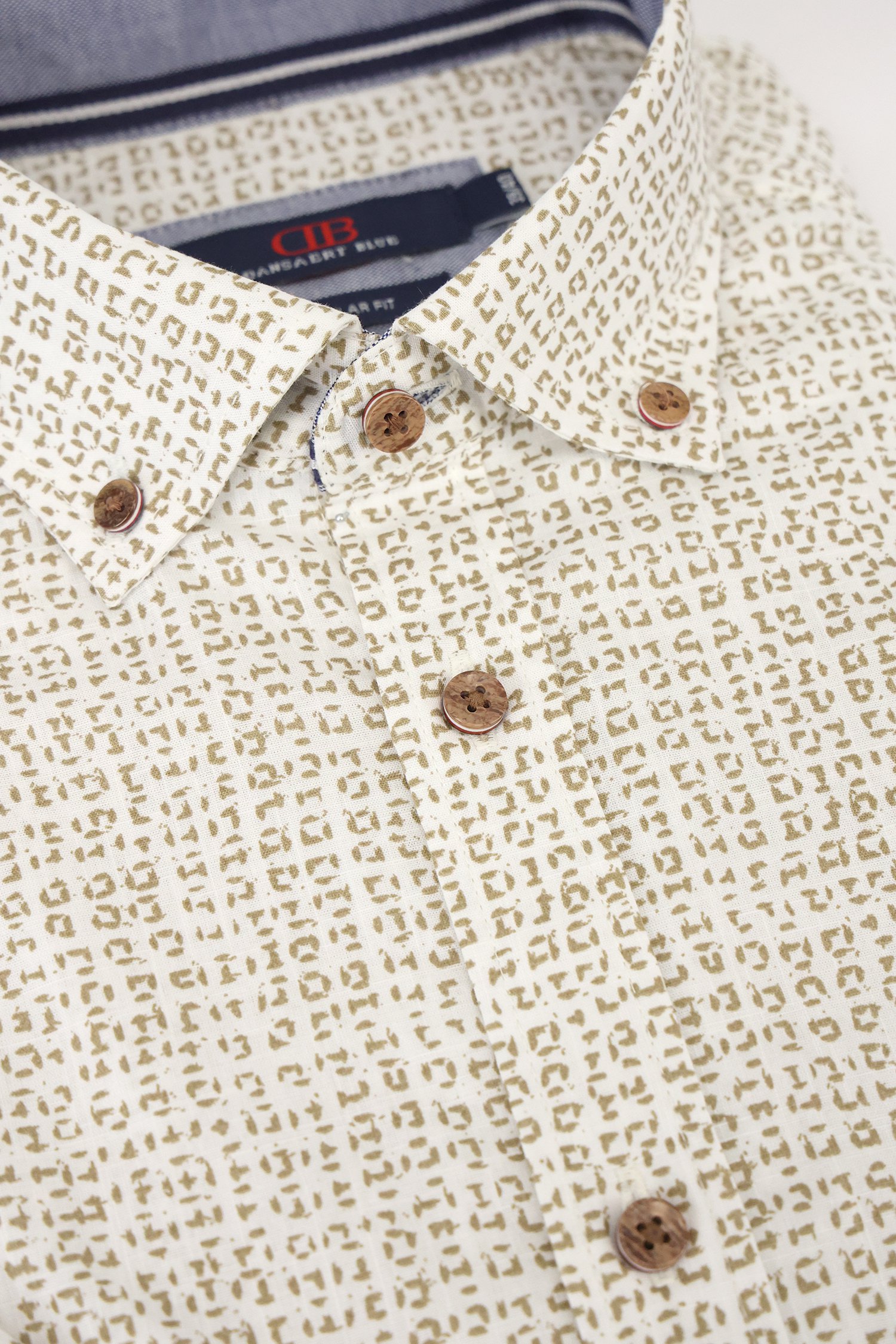 Wit hemd met beige print - Regular fit van Dansaert Blue voor Heren
