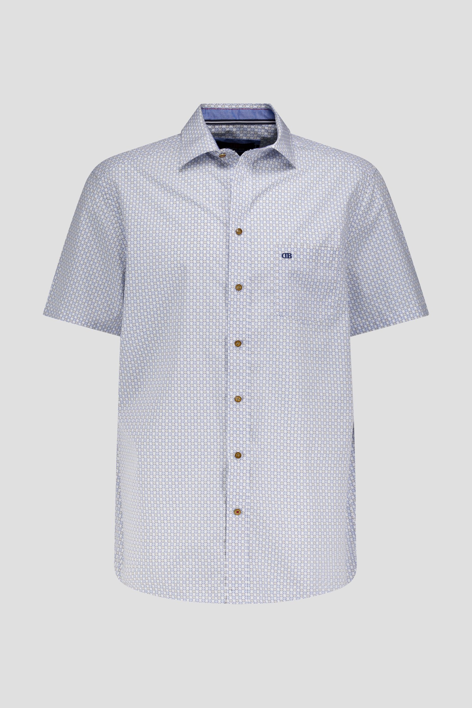 Wit hemd met blauw-bruine print - Comfort fit	 van Dansaert Blue voor Heren