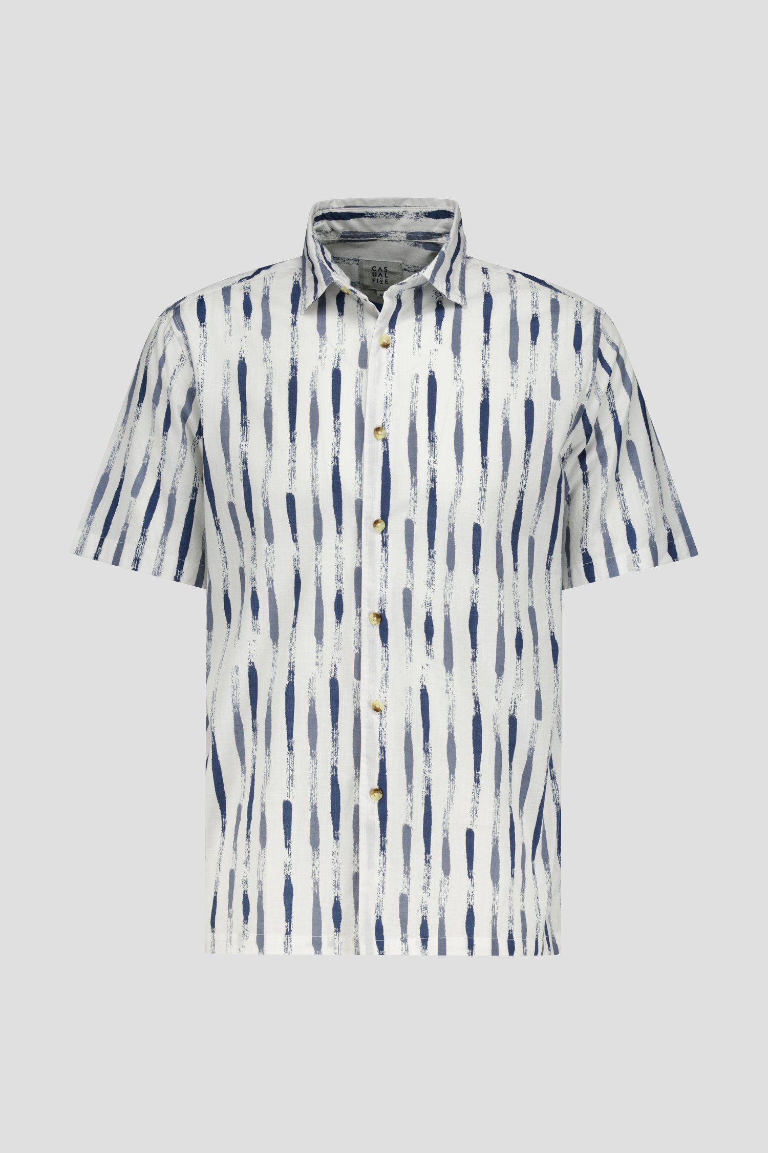Wit hemd met blauw-grijs motief - Regular fit van Casual Five voor Heren