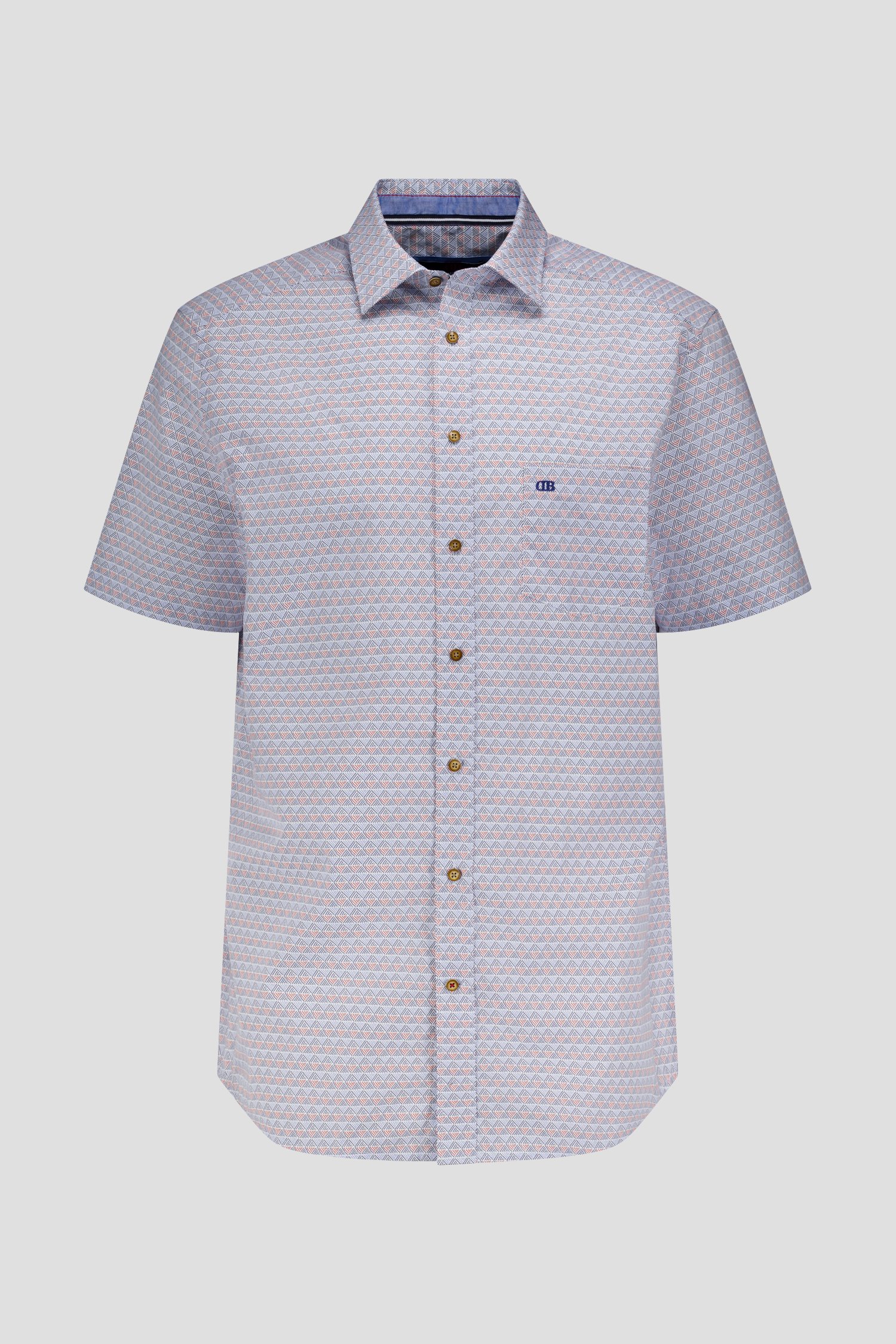 Wit hemd met blauw-rode print - Comfort fit van Dansaert Blue voor Heren