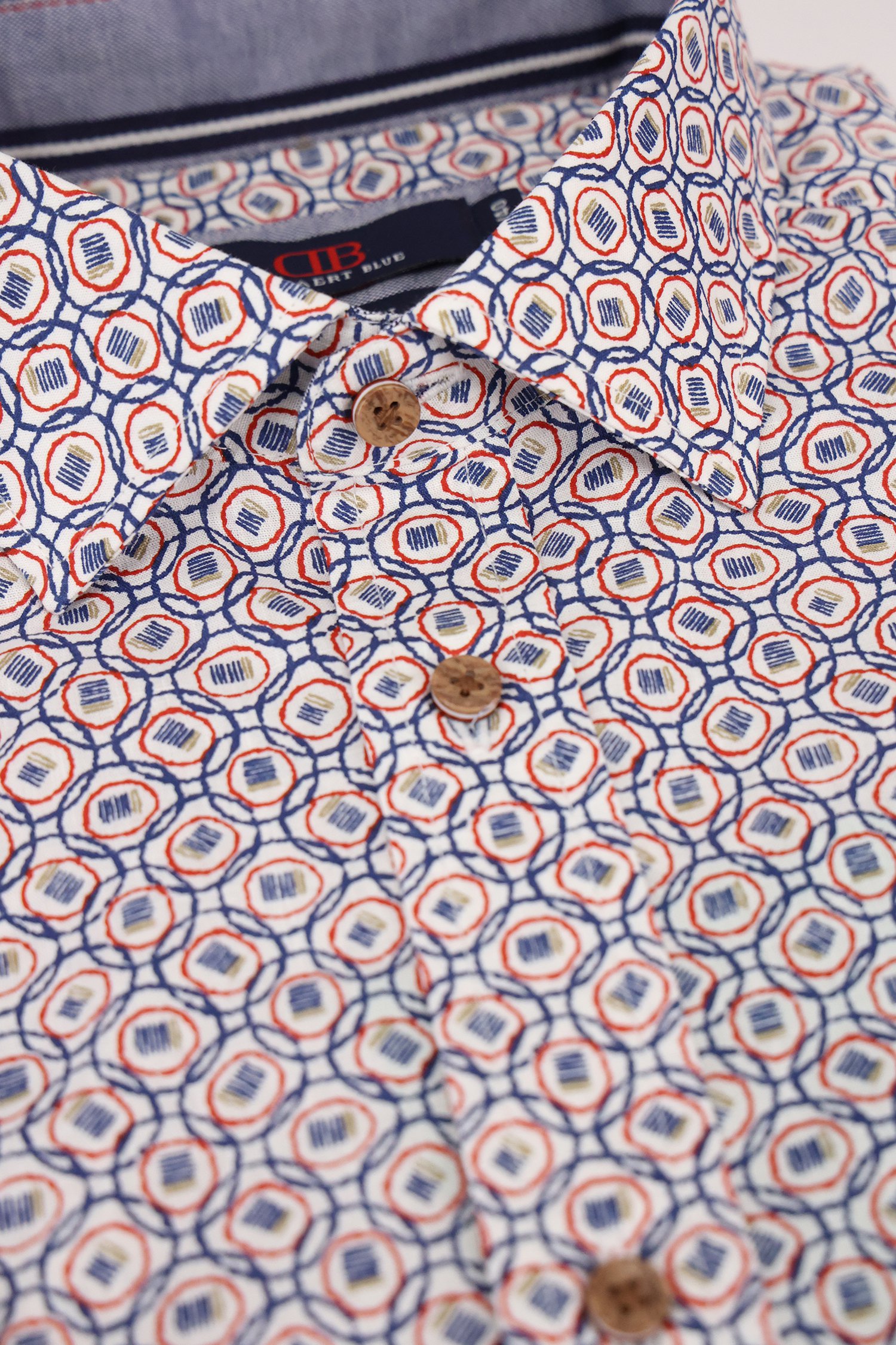 Wit hemd met blauw-rode print - Comfort fit van Dansaert Blue voor Heren
