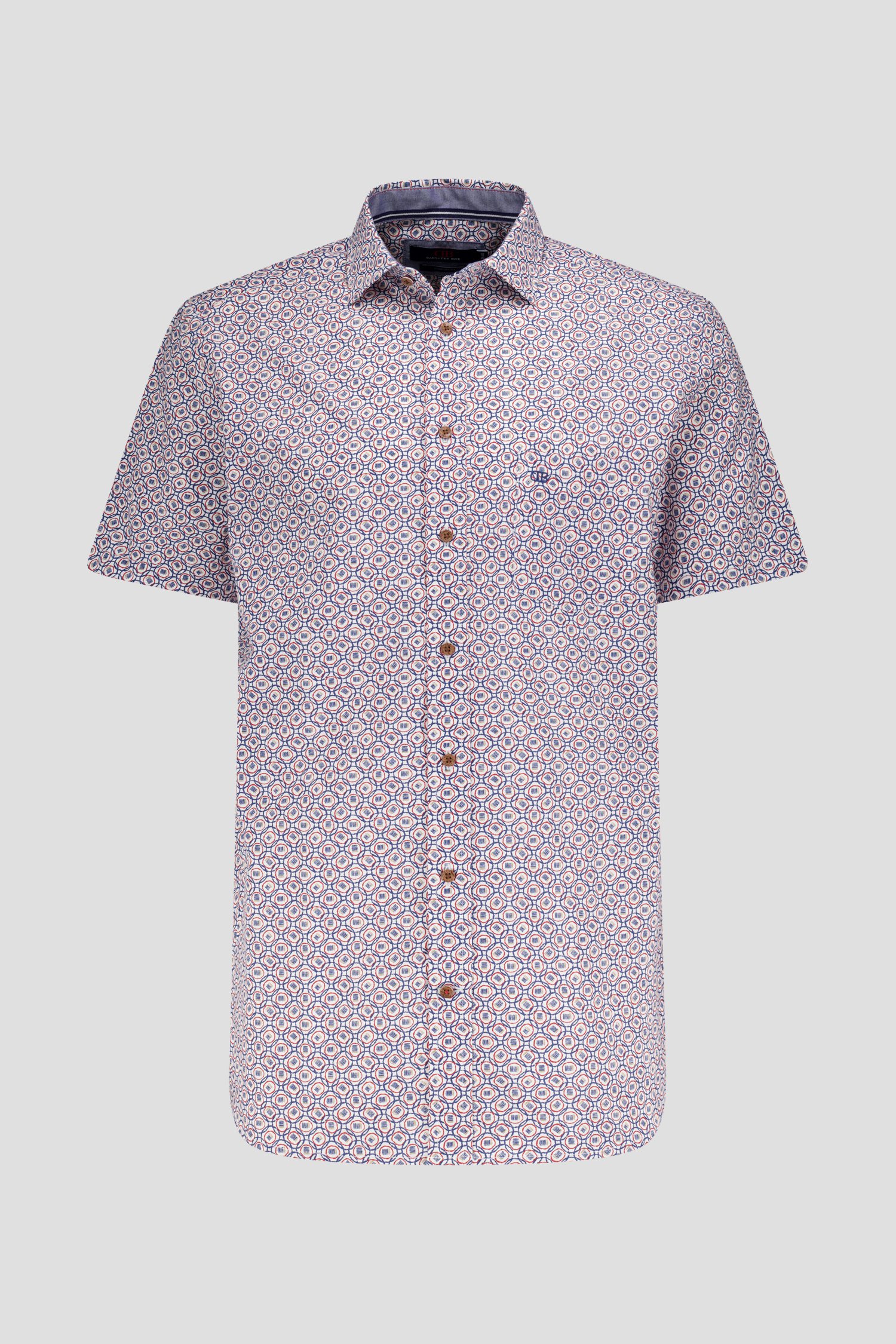 Wit hemd met blauw-rode print - Comfort fit van Dansaert Blue voor Heren