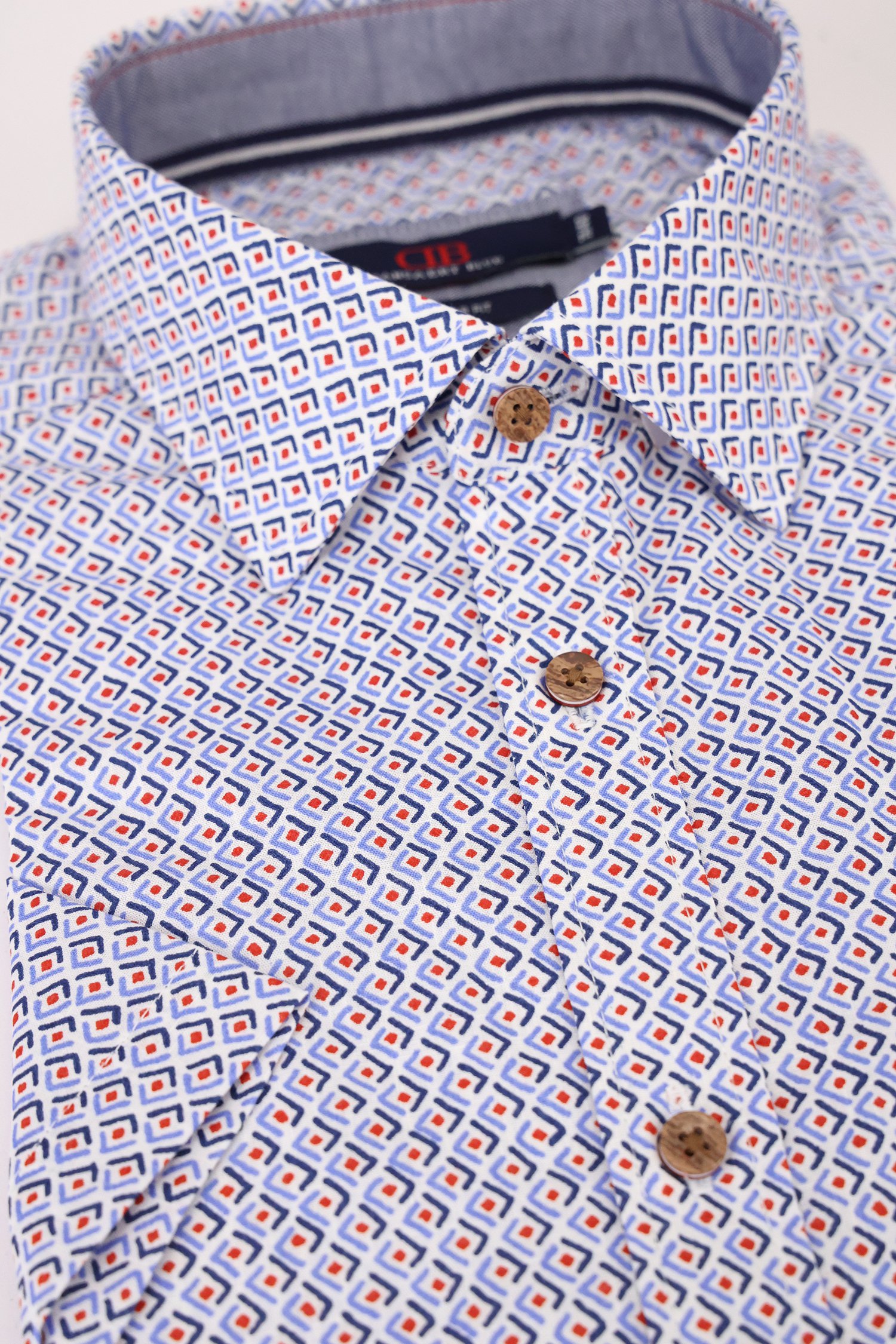 Wit hemd met blauw-rode print - Regular fit van Dansaert Blue voor Heren