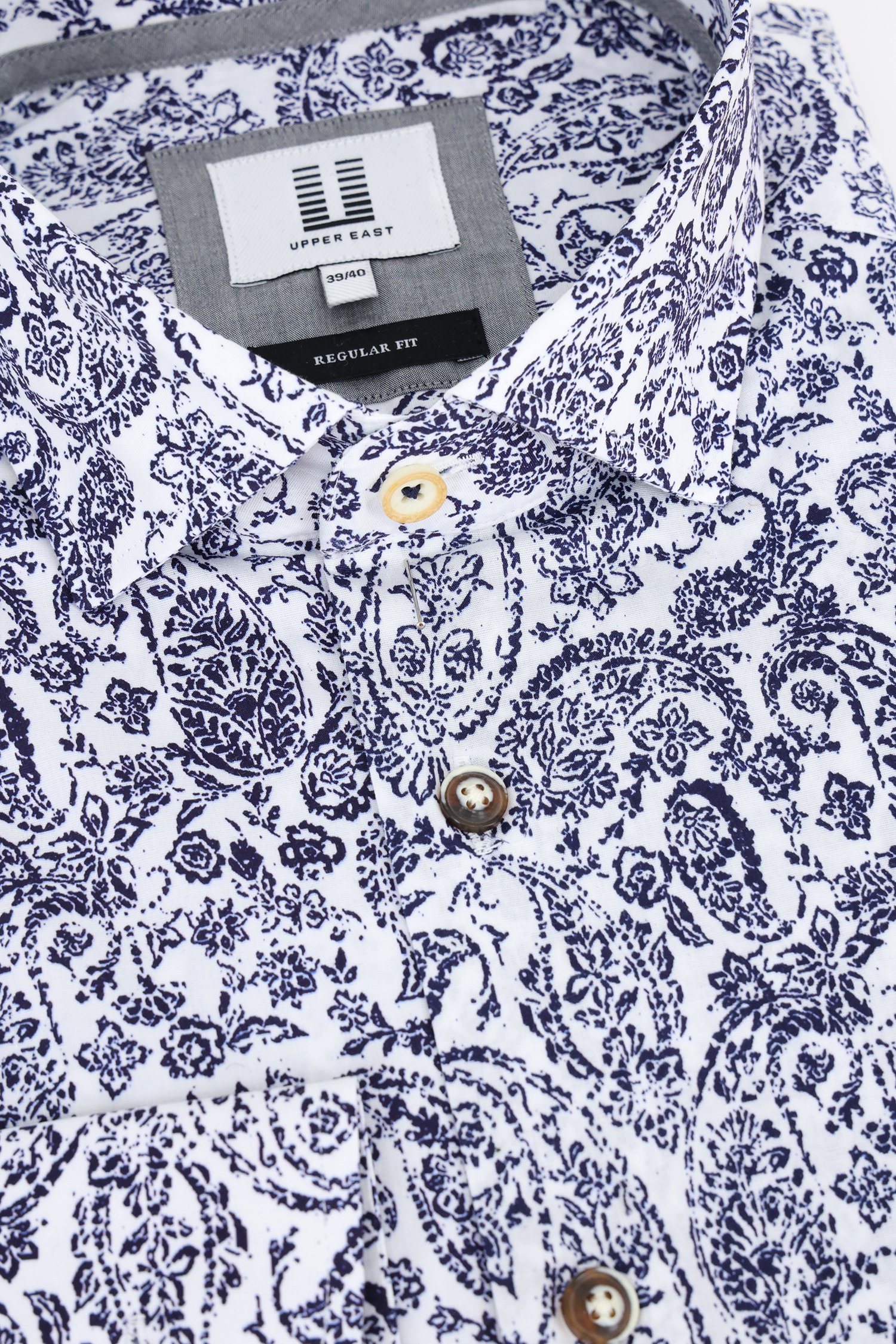Productfoto 2 van Wit hemd met blauwe paisley print - Regular fit door Upper East voor Heren
