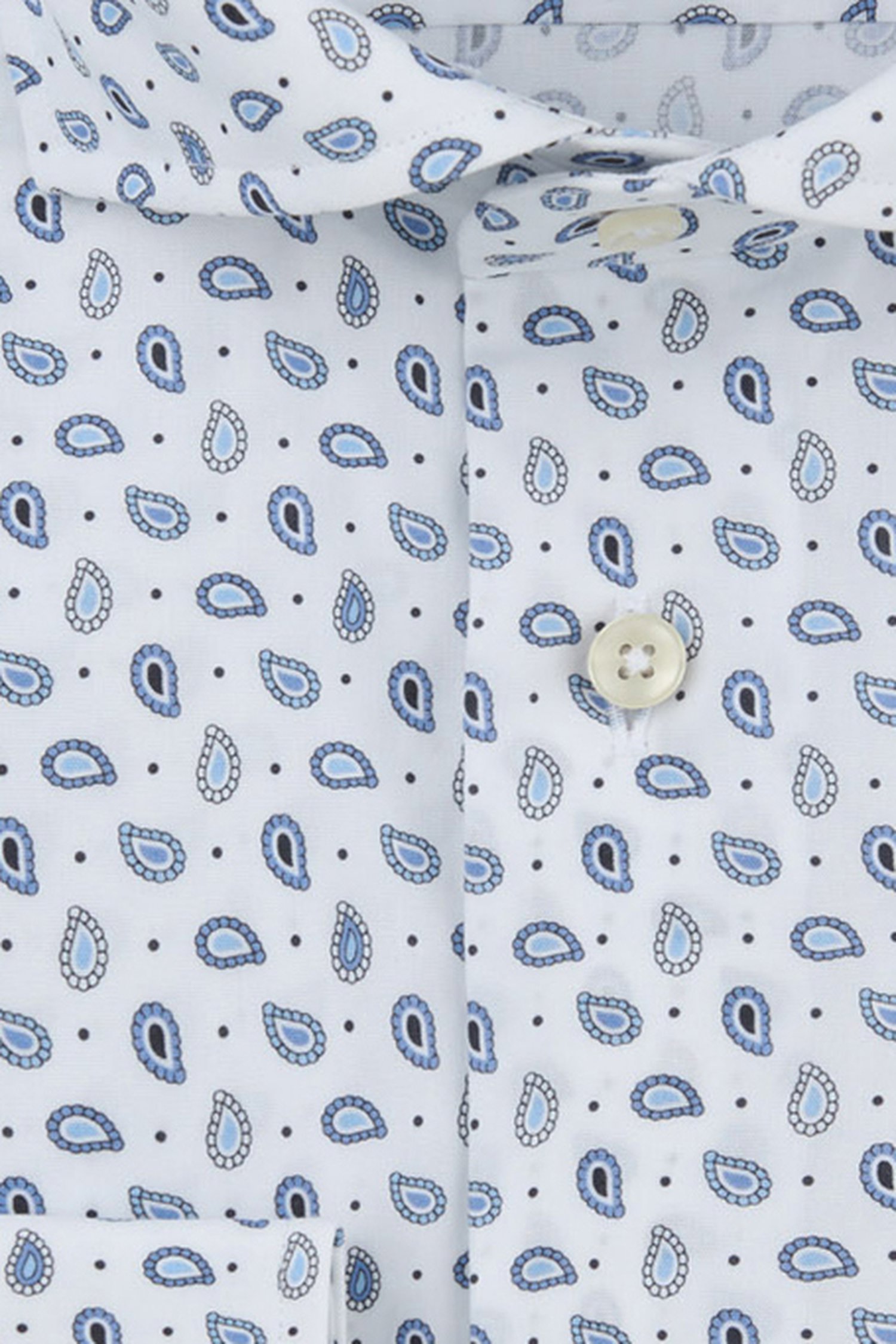 Productfoto 2 van Wit hemd met blauwe paisley print - Slim fit  door Michaelis voor Heren