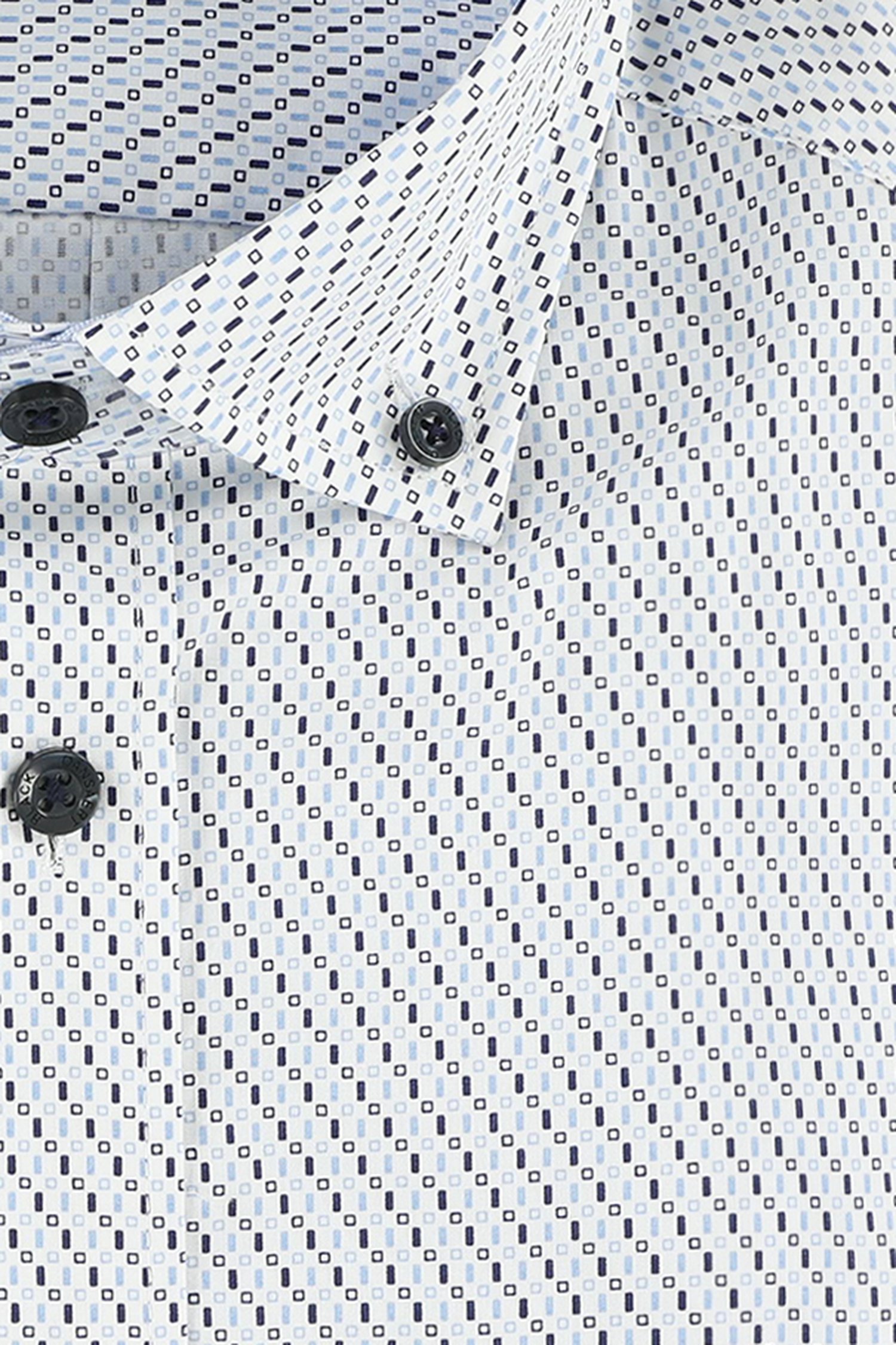 Wit hemd met blauwe print - comfort fit van Dansaert Black voor Heren