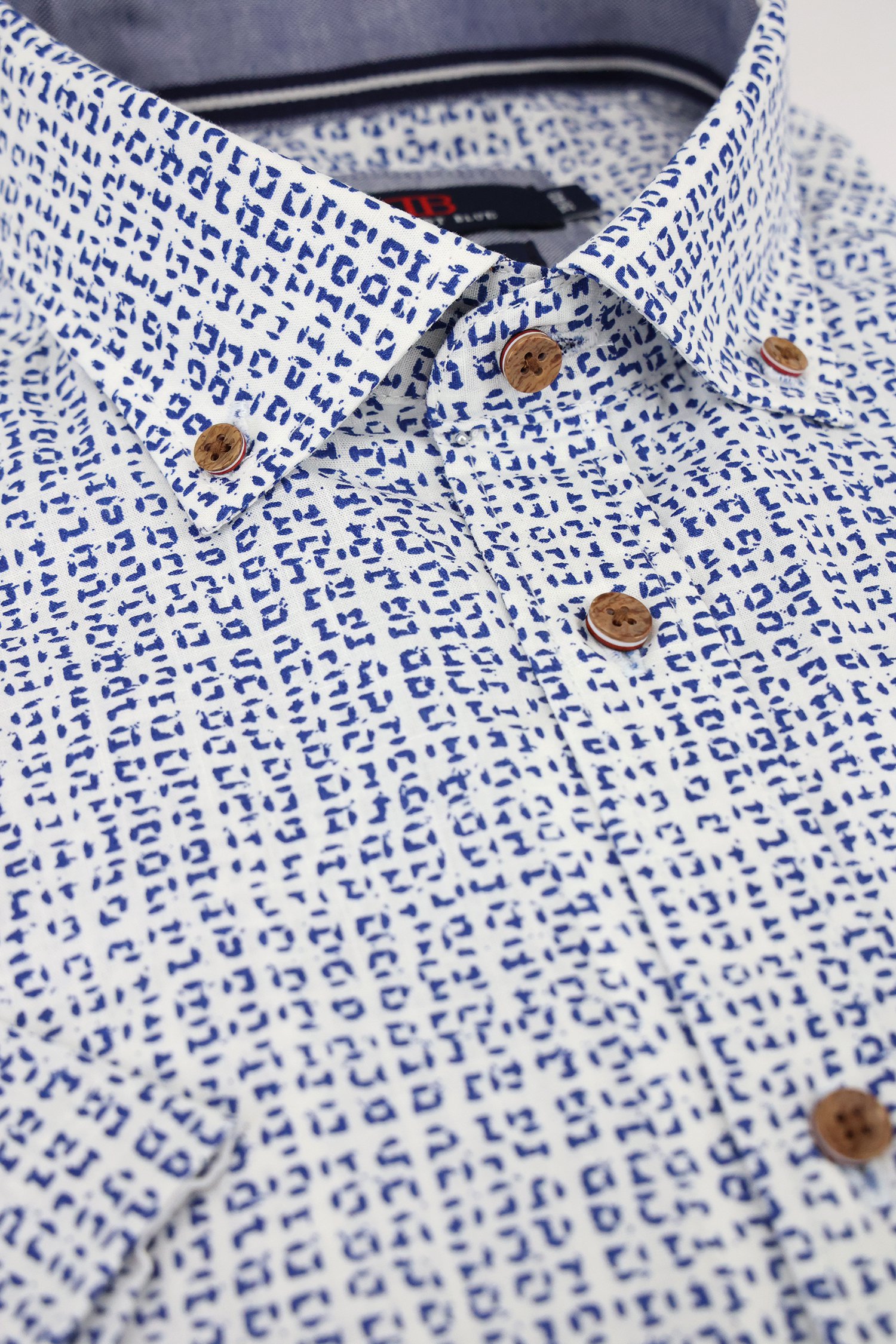 Wit hemd met blauwe print - Comfort fit van Dansaert Blue voor Heren
