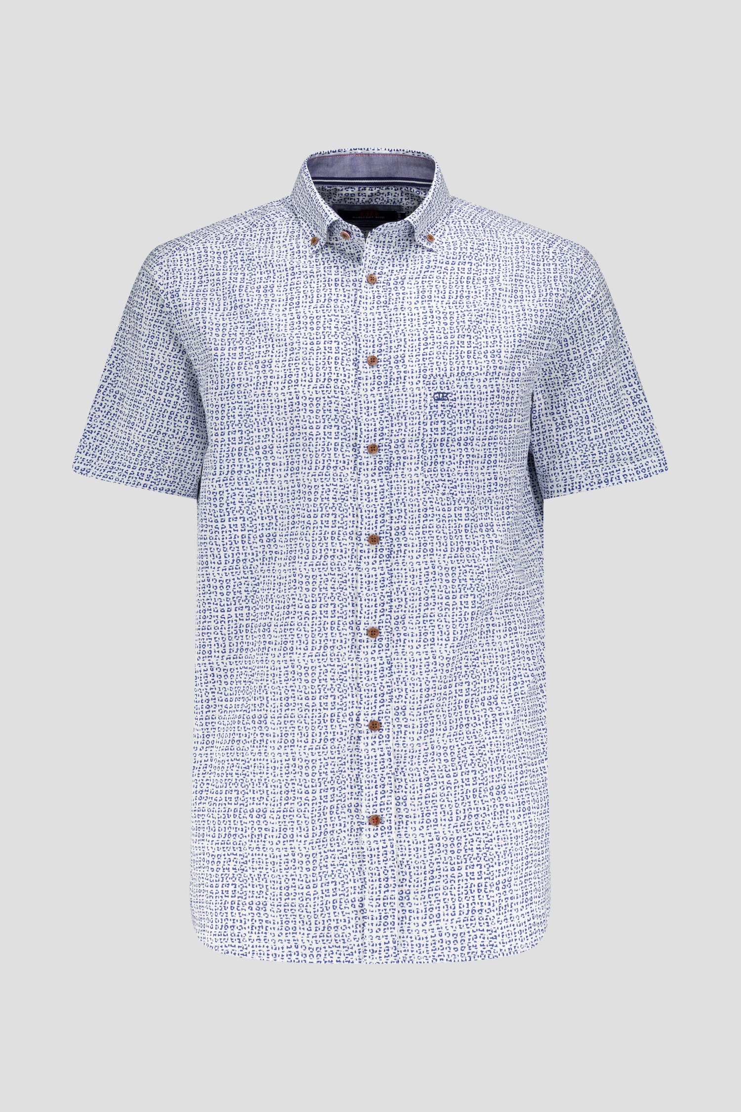 Wit hemd met blauwe print - Comfort fit van Dansaert Blue voor Heren