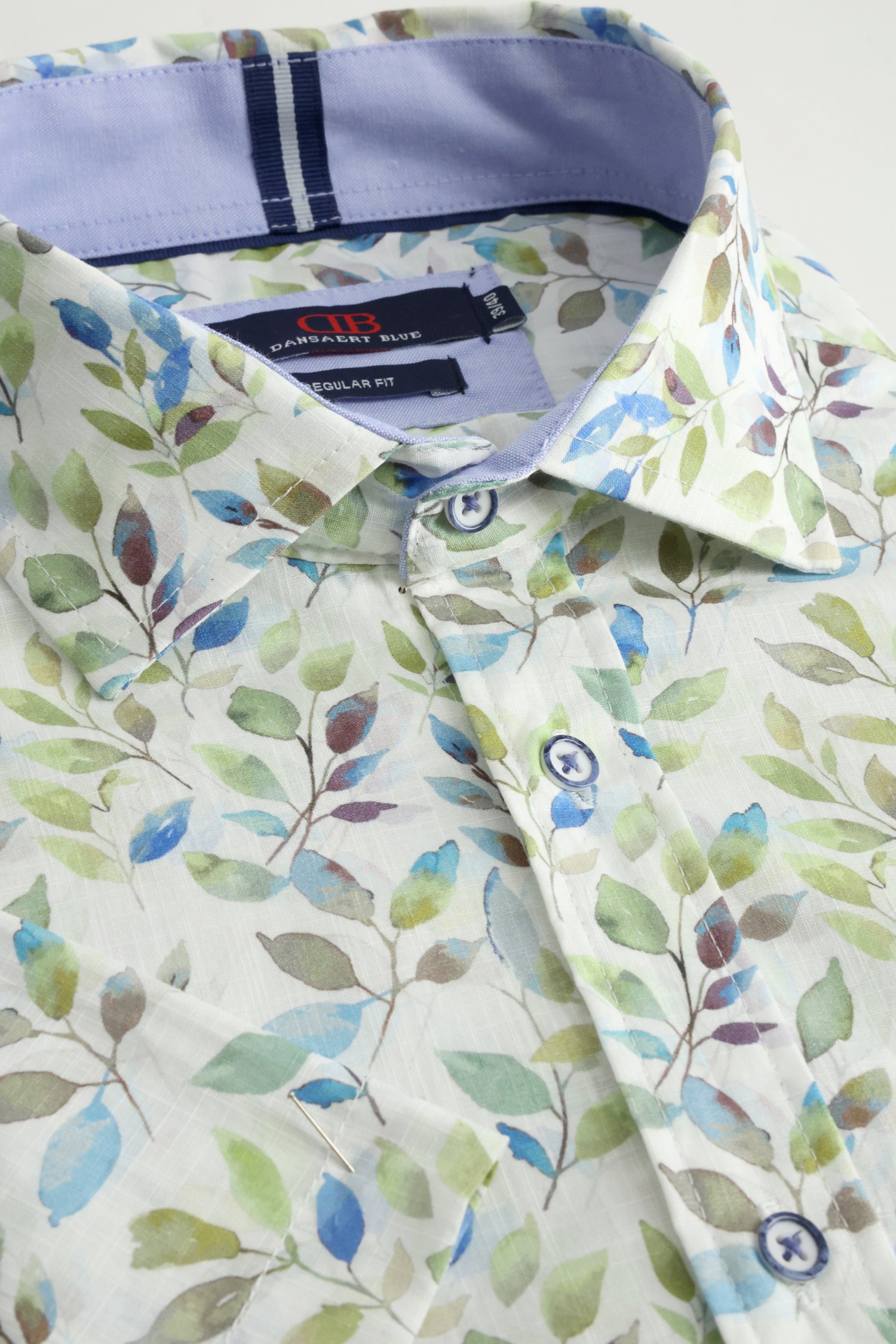 Productfoto 1 van Wit hemd met botanische print - Regular fit door Dansaert Blue voor Heren