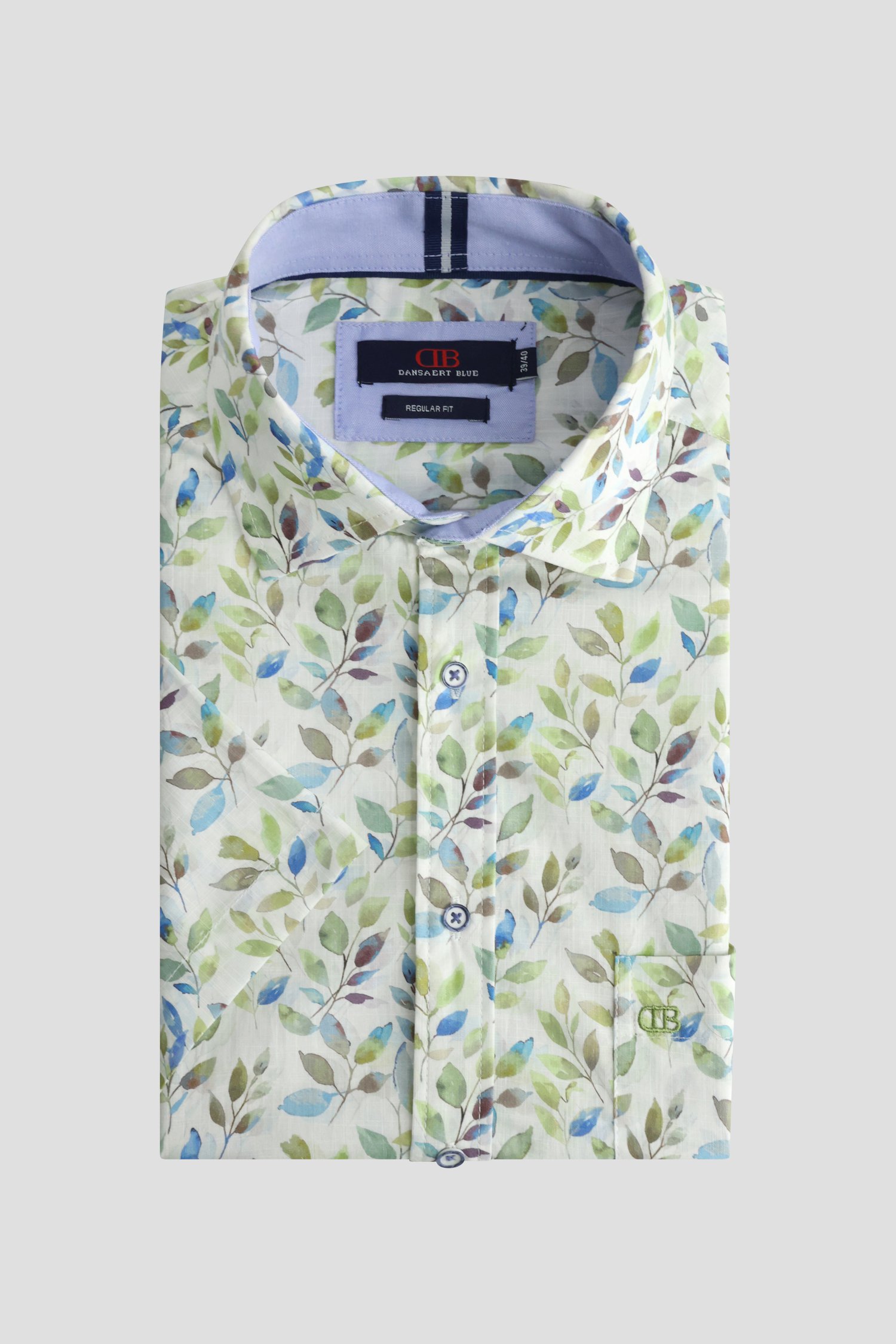Voorkant van Wit hemd met botanische print - Regular fit door Dansaert Blue voor Heren