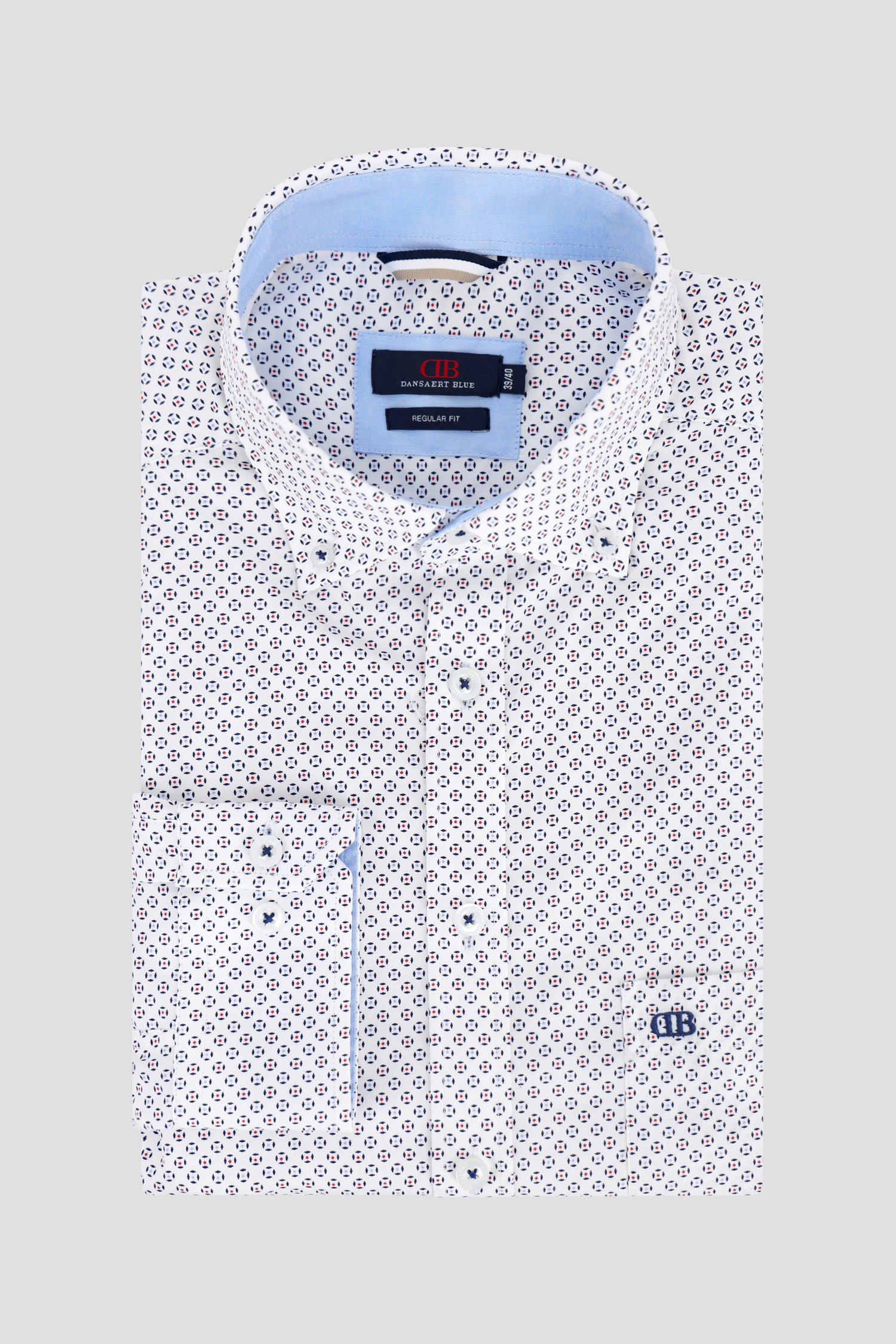 Wit hemd met een fijne print - Regular fit  van Dansaert Blue voor Heren