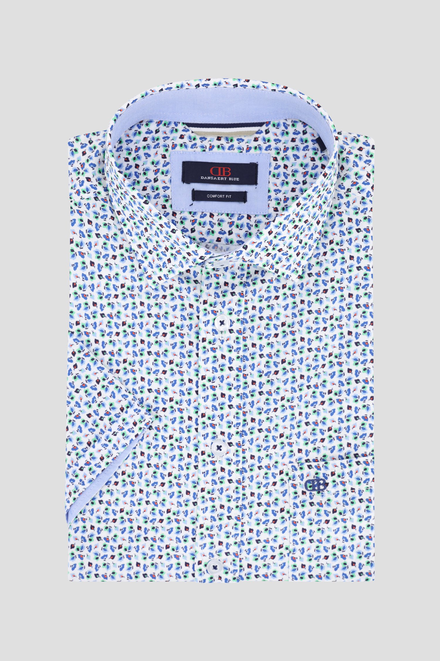 Wit hemd met fijne bladerprint - Comfort fit van Dansaert Blue voor Heren