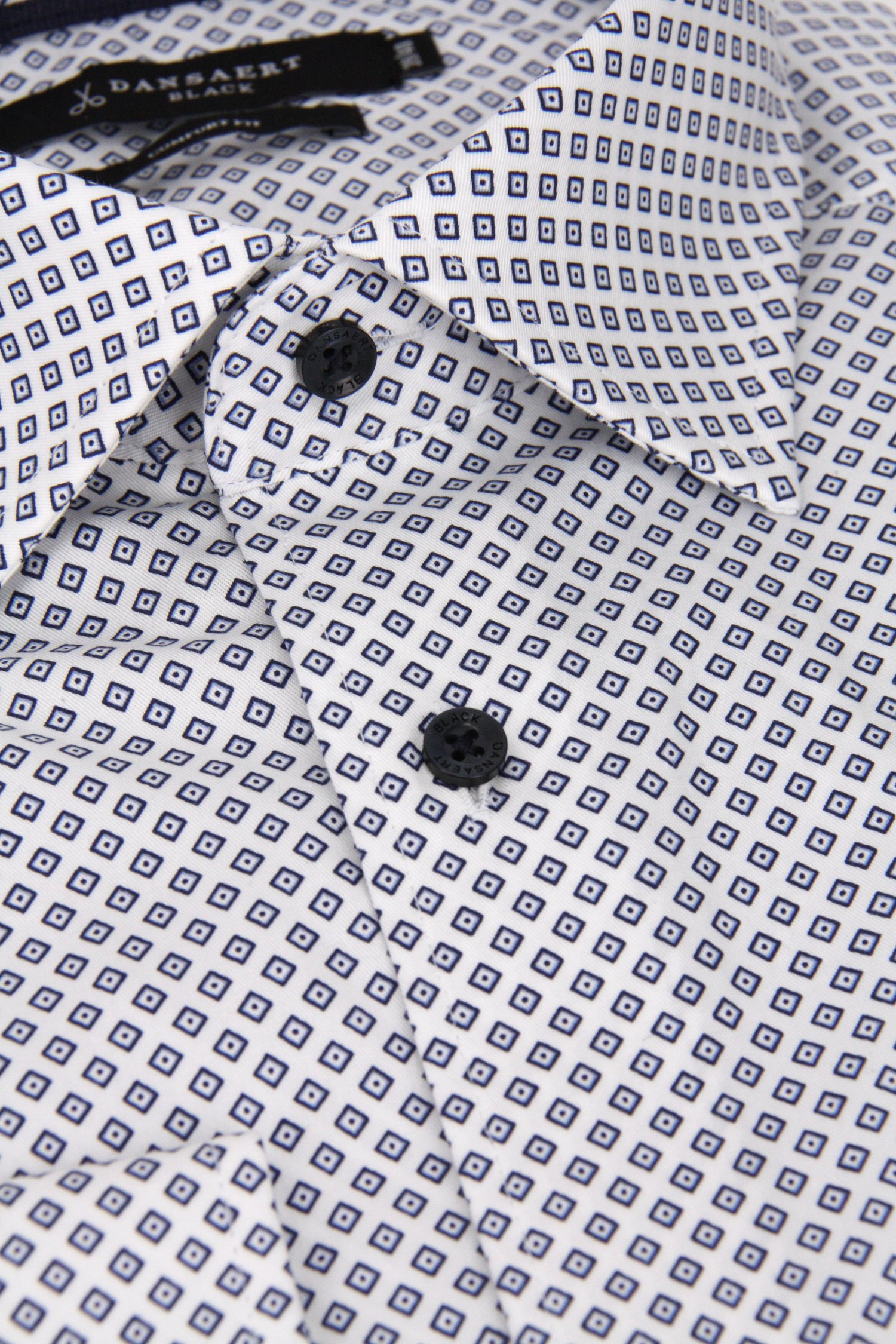 Wit hemd met fijne blauwe print - Comfort fit van Dansaert Black voor Heren