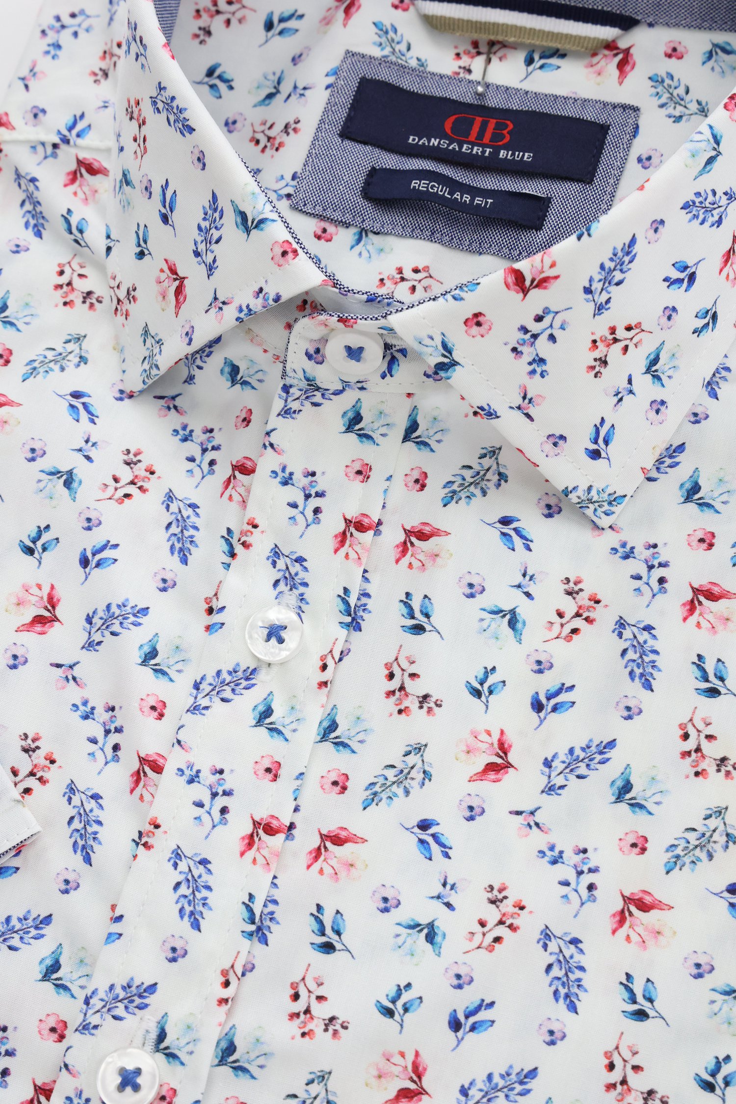 Wit hemd met fijne bloemenprint - Regular fit van Dansaert Blue voor Heren
