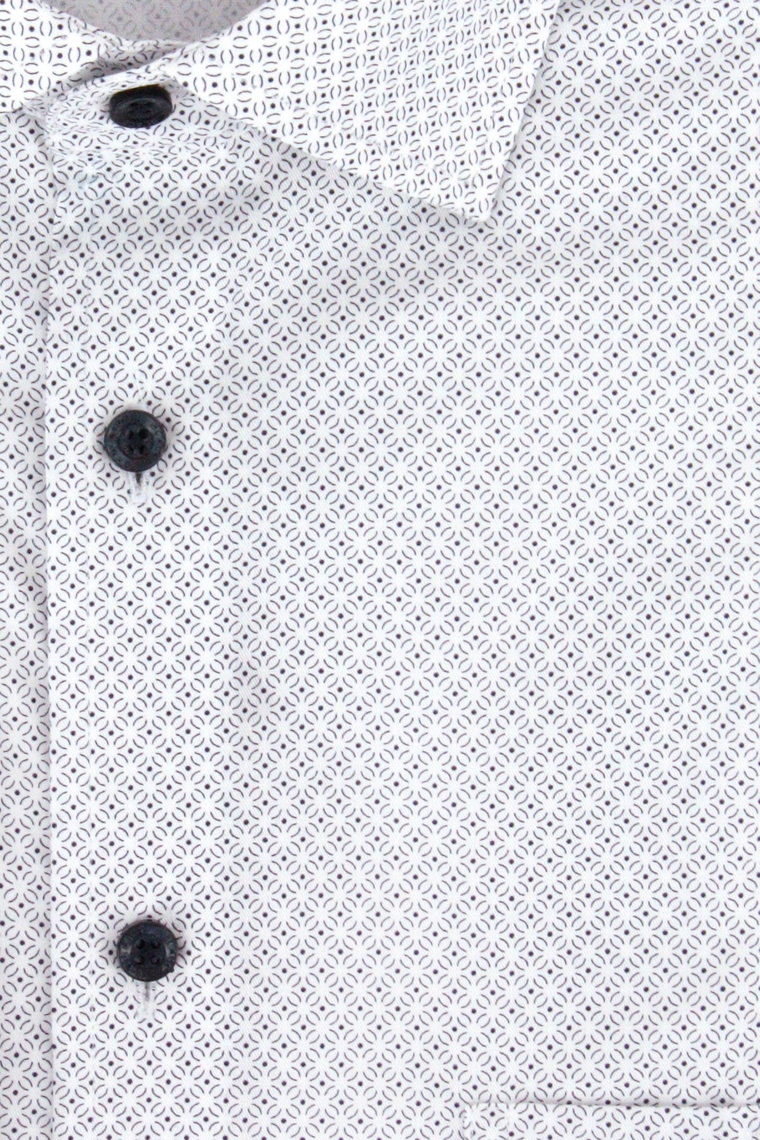 Wit hemd met fijne donkerblauwe print -regular fit van Dansaert Black voor Heren