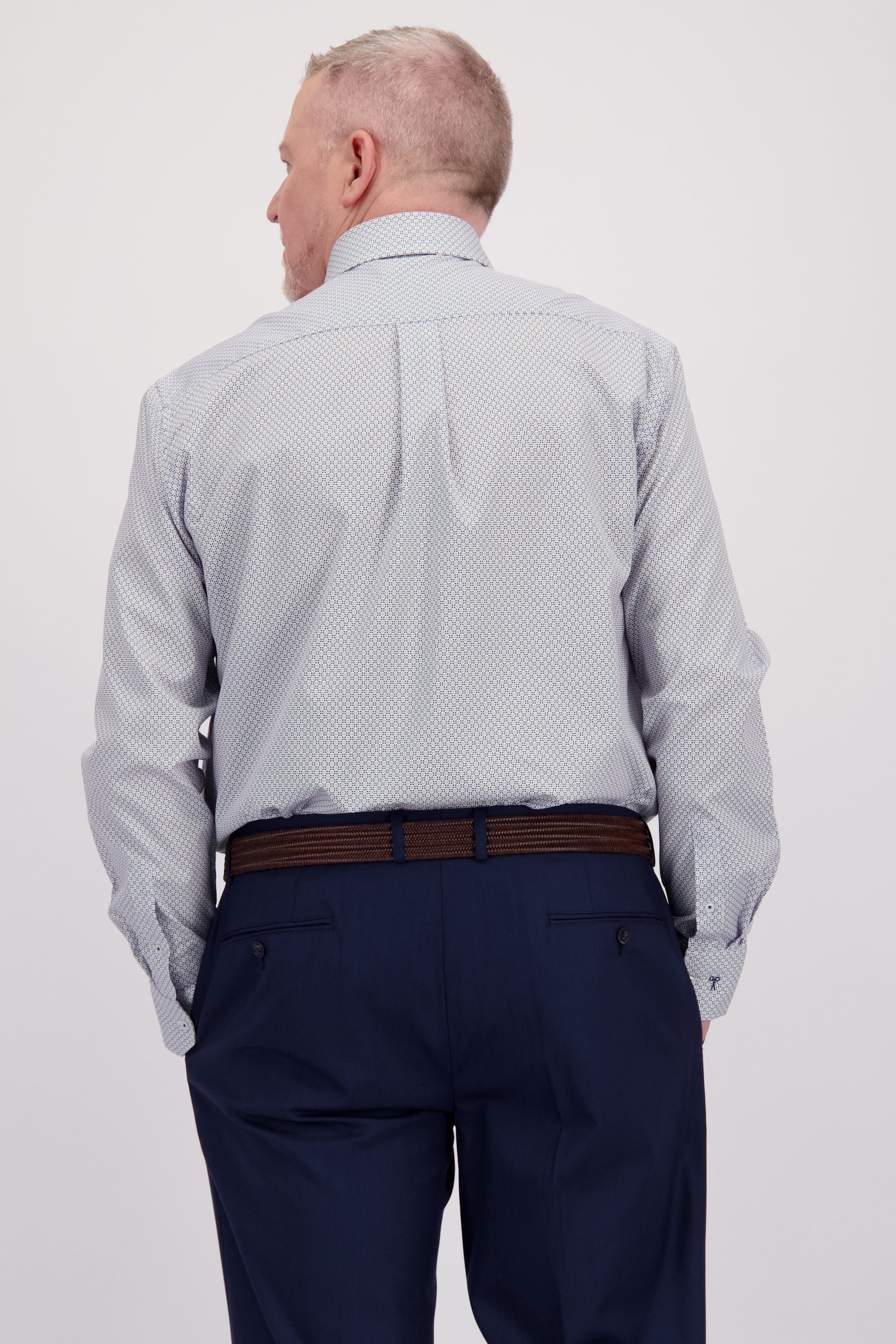 Achterkant van Wit hemd met fijne print - Comfort fit door Dansaert Black voor Heren