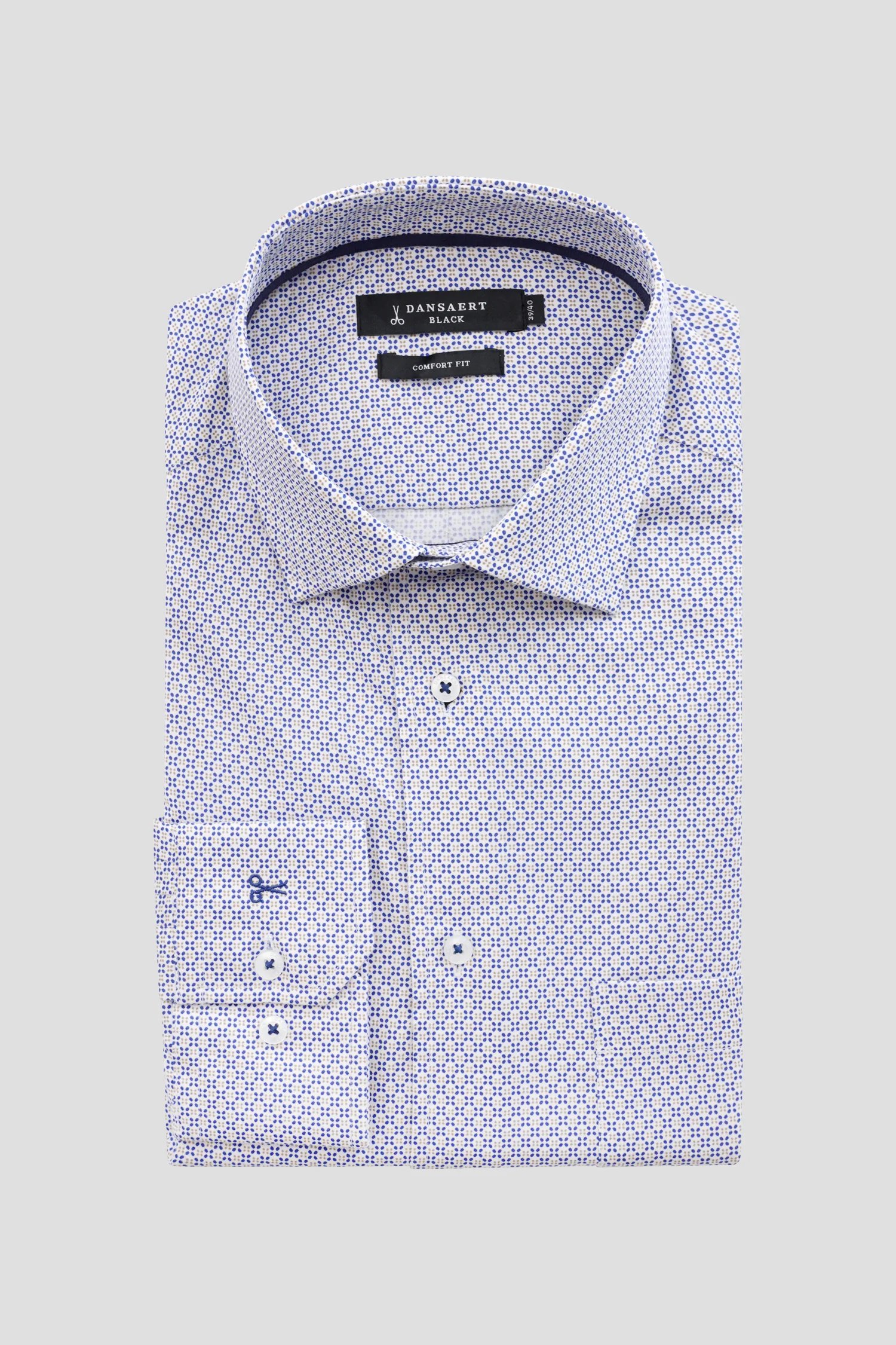 Productfoto 1 van Wit hemd met fijne print - Comfort fit door Dansaert Black voor Heren