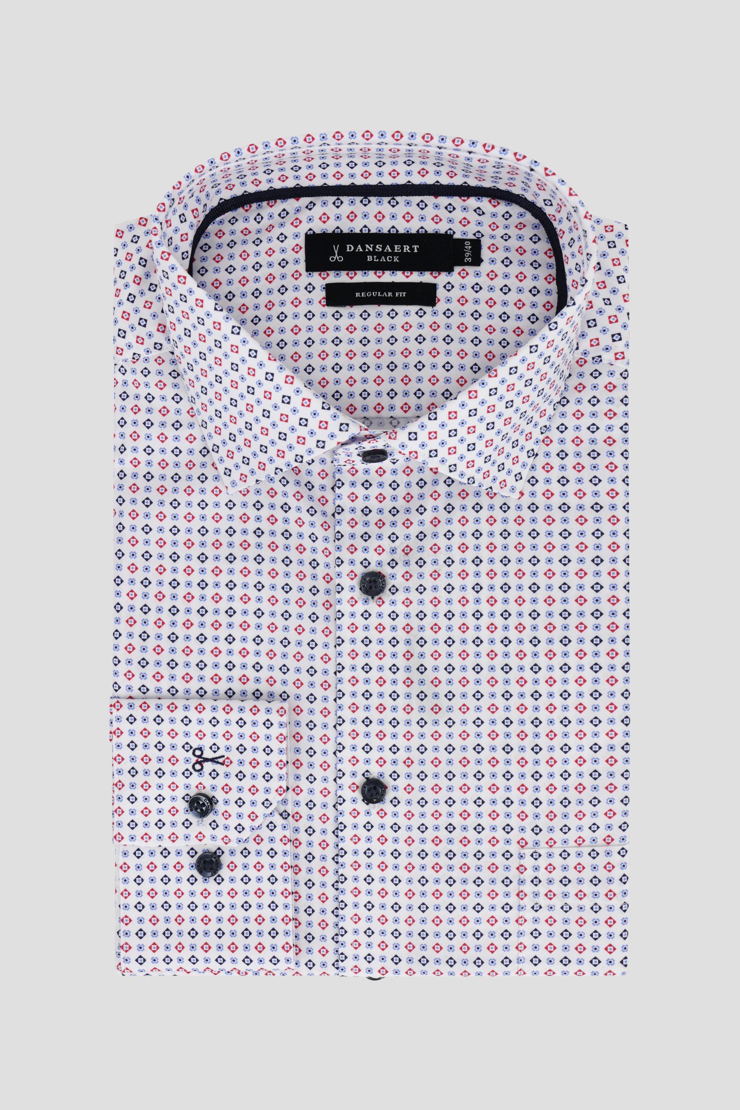 Wit hemd met fijne print - Regular fit van Dansaert Black voor Heren