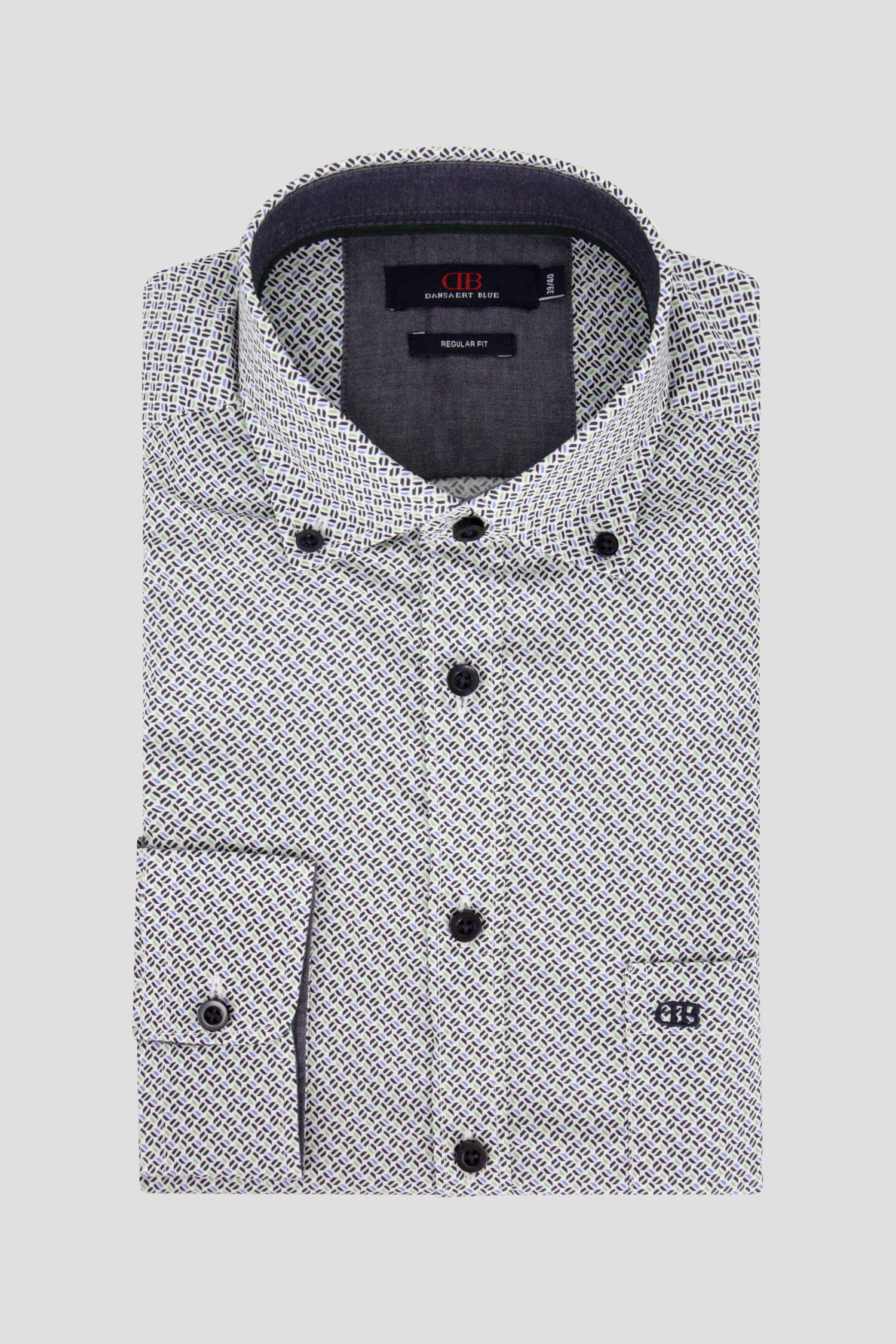 Wit hemd met fijne print - Regular fit van Dansaert Blue voor Heren