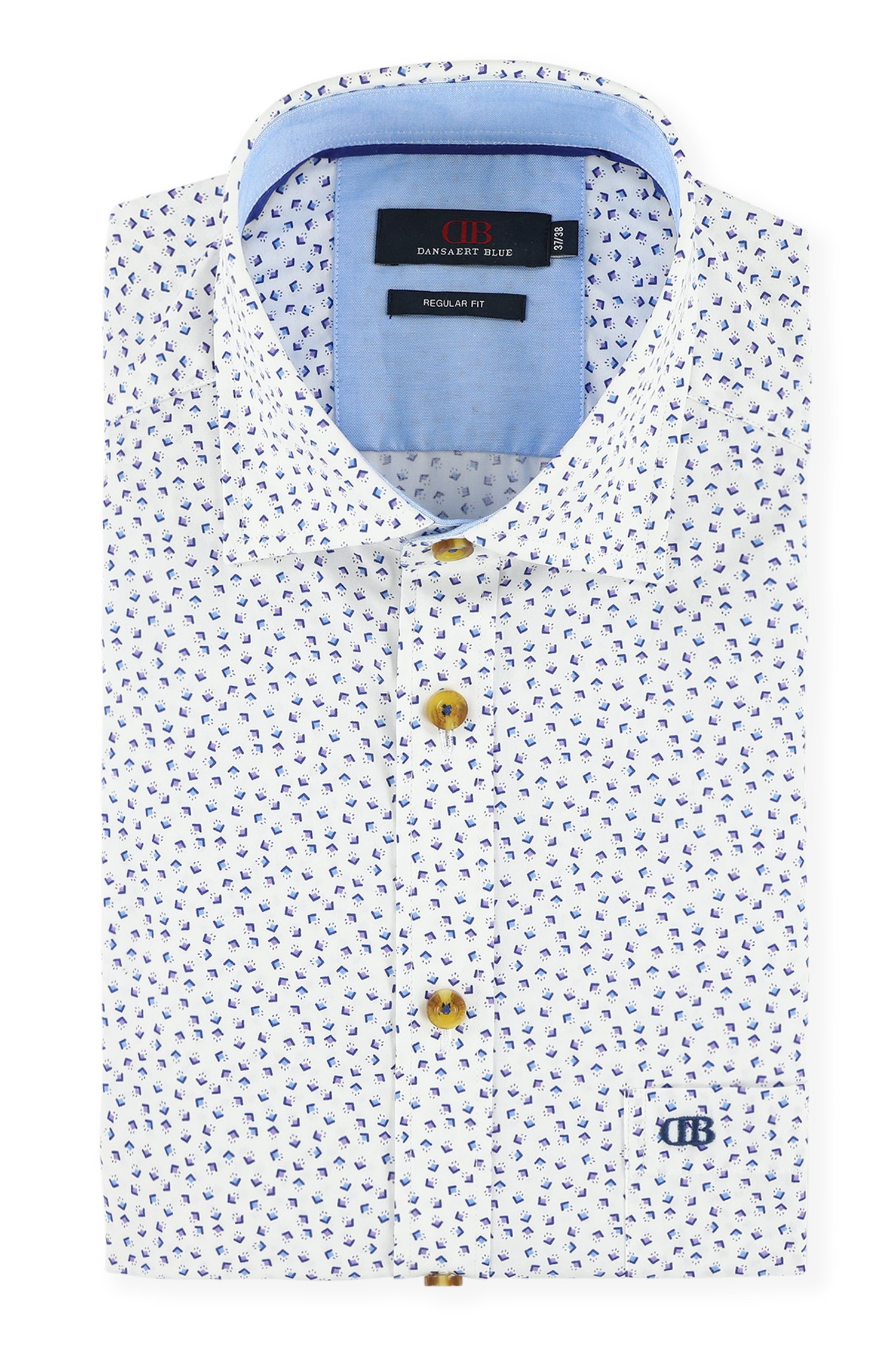 Wit hemd met fijne print - regular fit van Dansaert Blue voor Heren