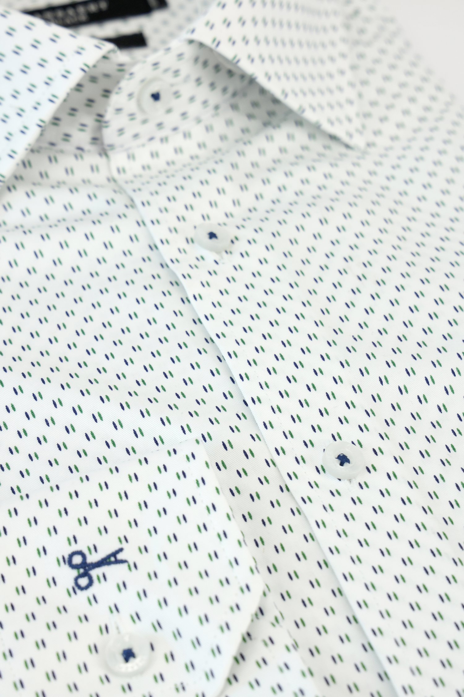 Detail van Wit hemd met fijne print – Slim fit door Dansaert Black voor Heren