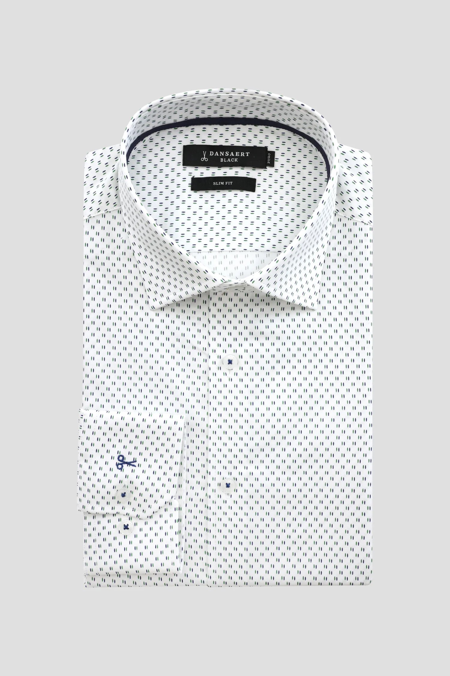 Productfoto 1 van Wit hemd met fijne print – Slim fit door Dansaert Black voor Heren