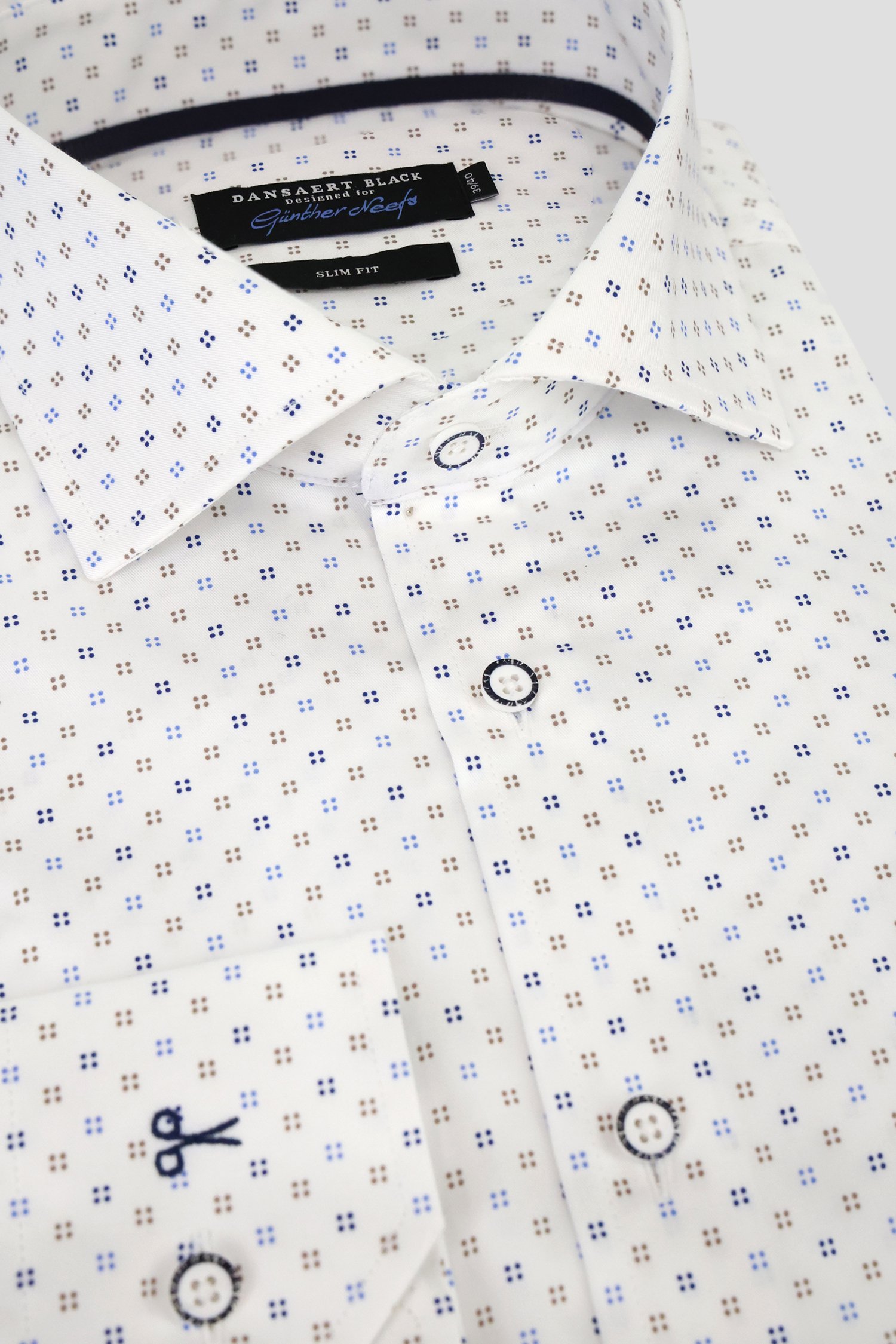 Wit hemd met fijne print - Slim fit van Dansaert Black voor Heren