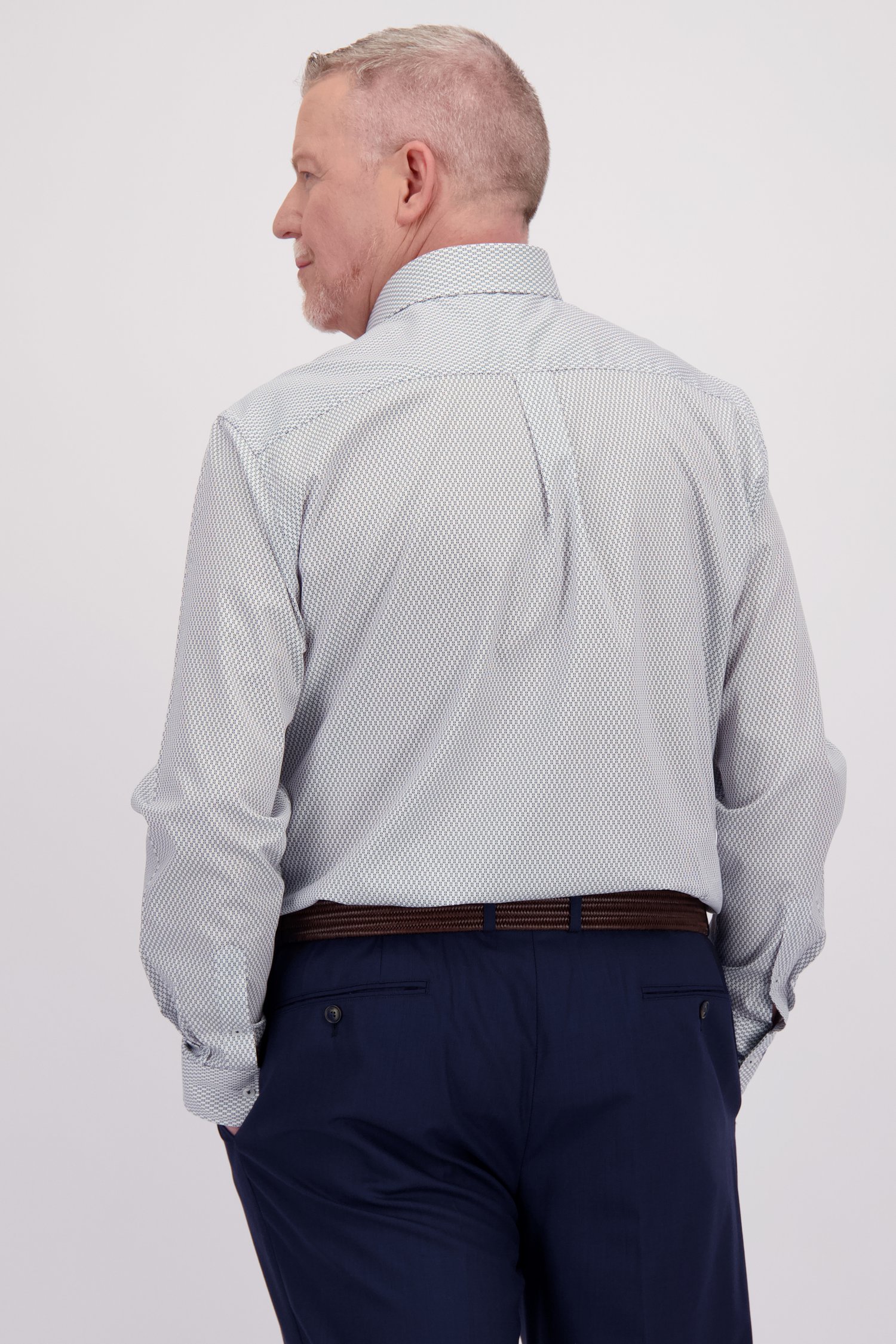 Wit hemd met fijne print – Comfort fit van Dansaert Black voor Heren