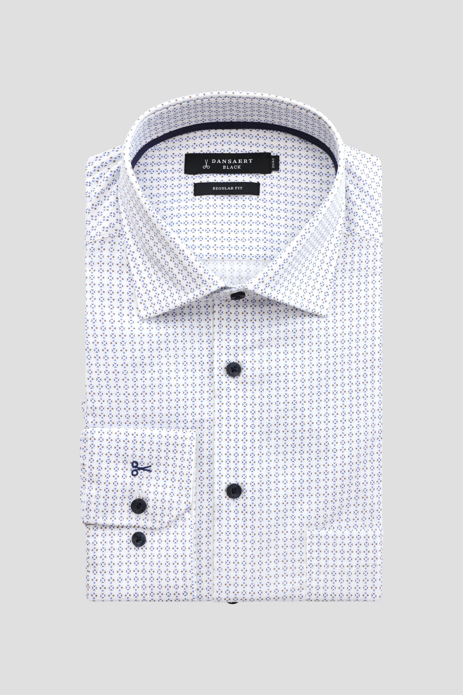 Wit hemd met fijne print – Regular fit van Dansaert Black voor Heren