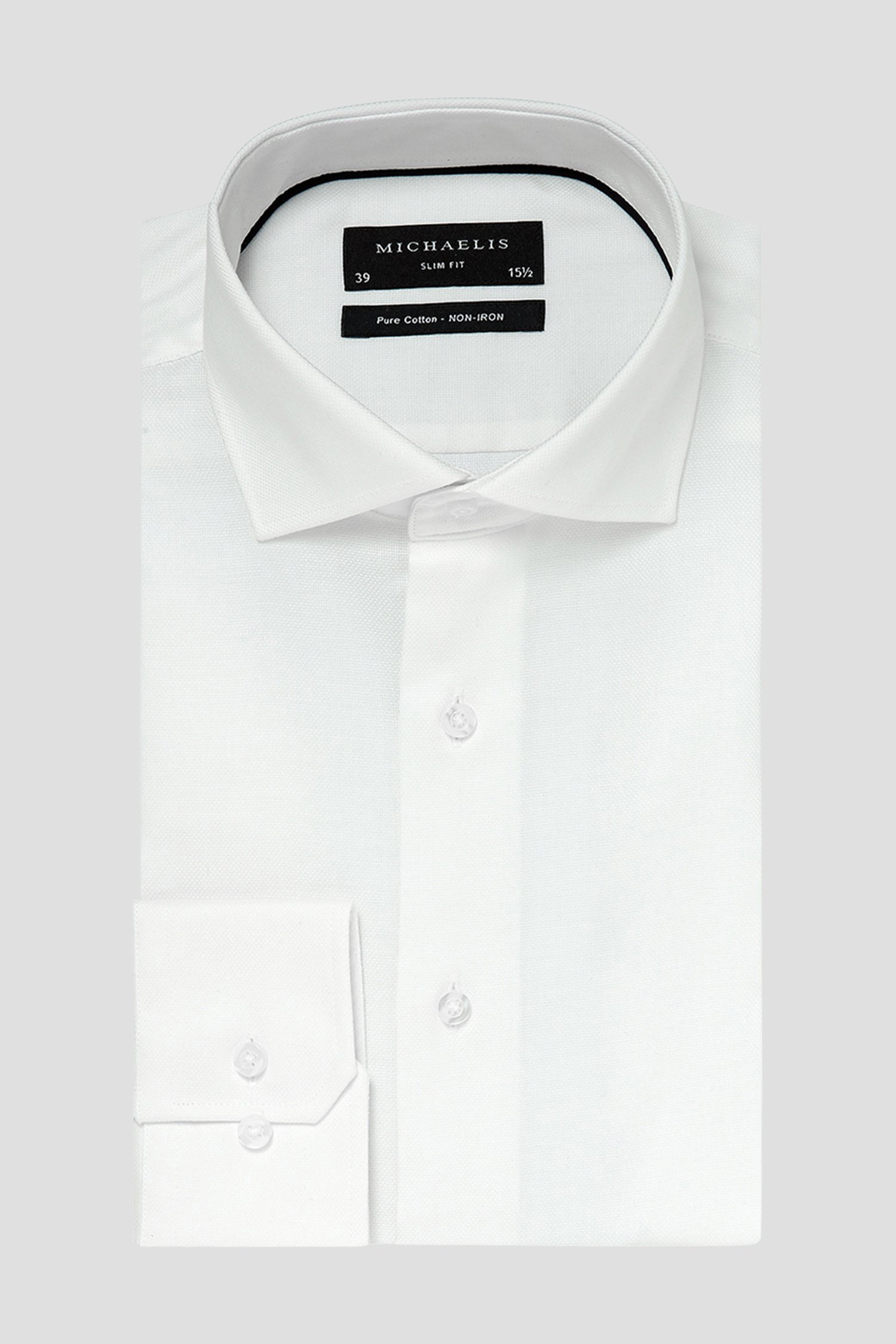 Wit hemd met fijne structuur - slim fit van Michaelis voor Heren