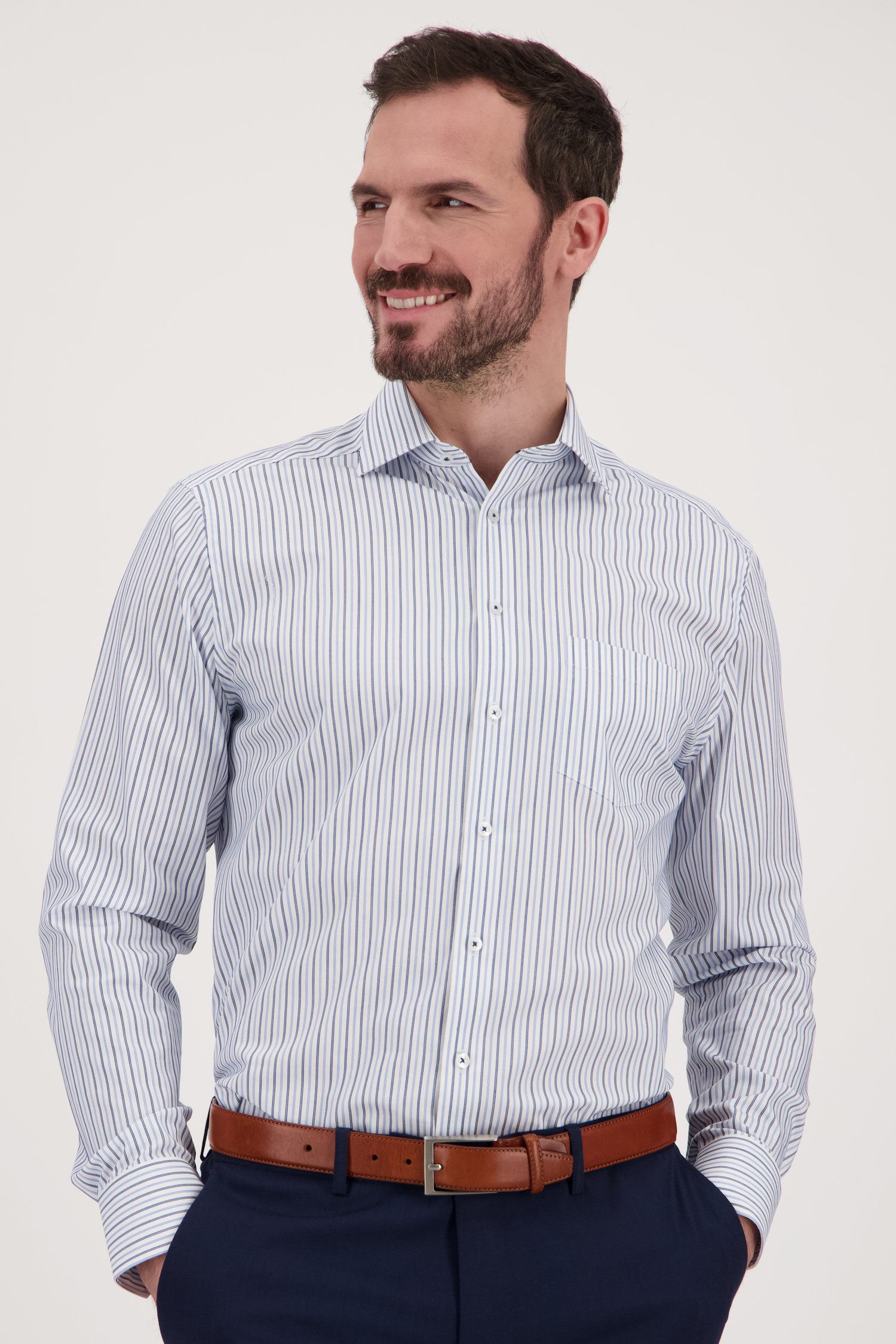 Wit hemd met gestreepte print - Regular fit  van Dansaert Black voor Heren